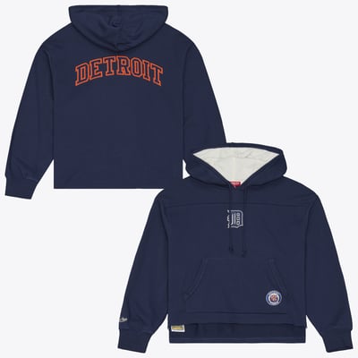 Detroit Tigers Mitchell & Ness Women's Cooperstown Collection Retro Roots Pullover Hoodie - Navy
