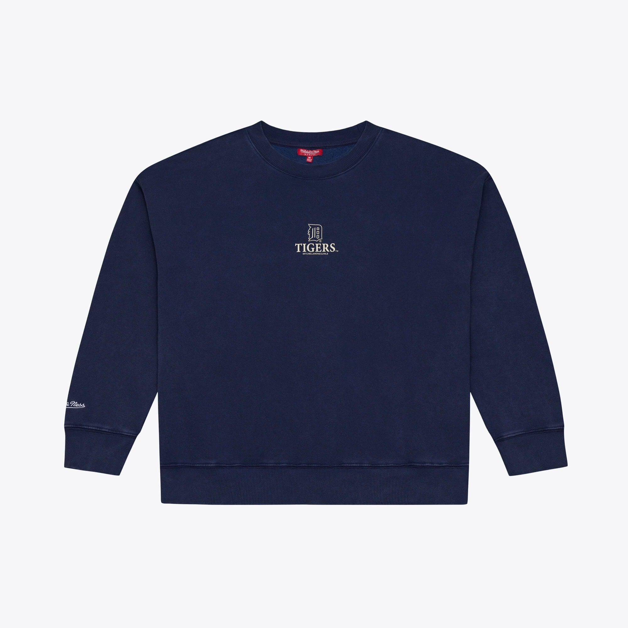 Women's Mitchell & Ness Navy Detroit Tigers Core Essentials Micro Logo Fleece Sweatshirt