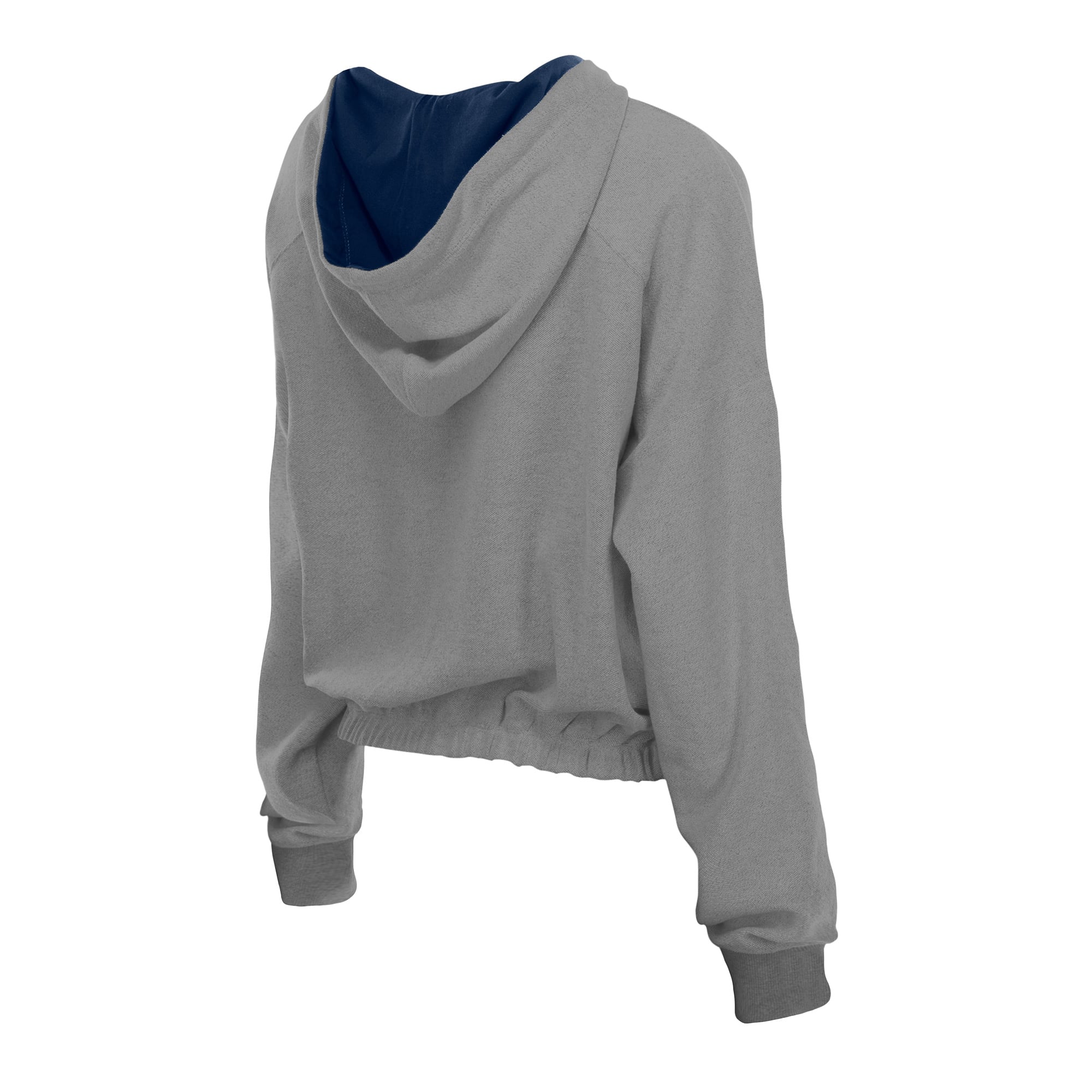 Sweat à capuche court bandes et fermeture éclair quart de tour New Era gris chiné Detroit Tigers pour femme
