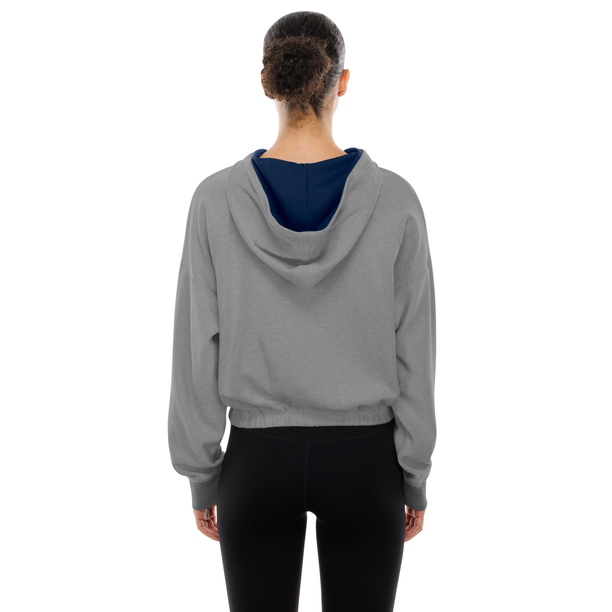 Sweat à capuche court bandes et fermeture éclair quart de tour New Era gris chiné Detroit Tigers pour femme