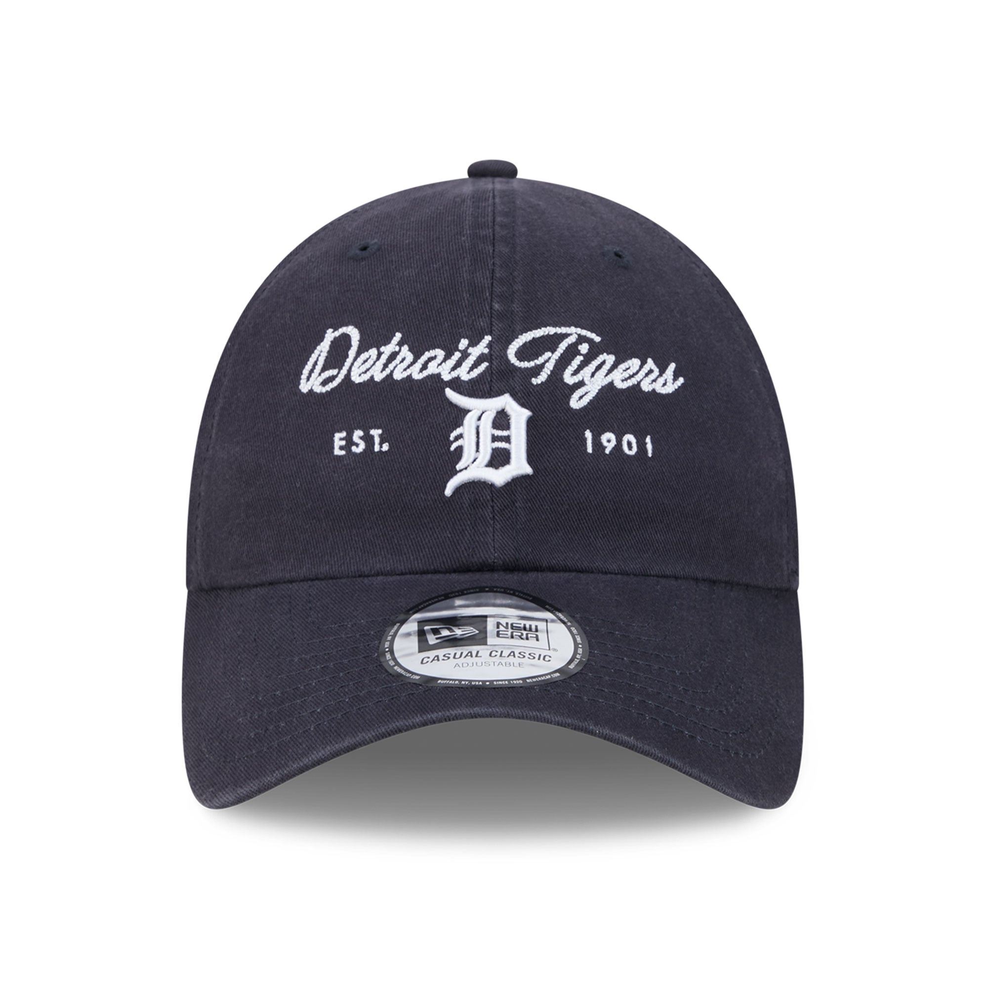 Casquette New Era pour femme, bleu marine, logo Detroit Tigers, style classique décontracté et ajustable