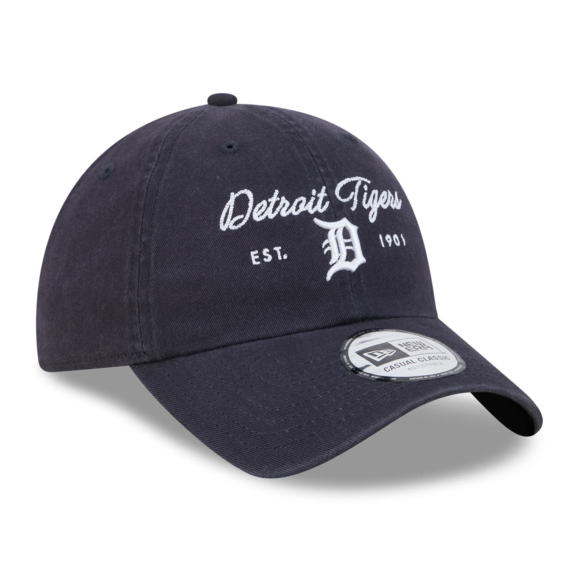 Casquette New Era pour femme, bleu marine, logo Detroit Tigers, style classique décontracté et ajustable
