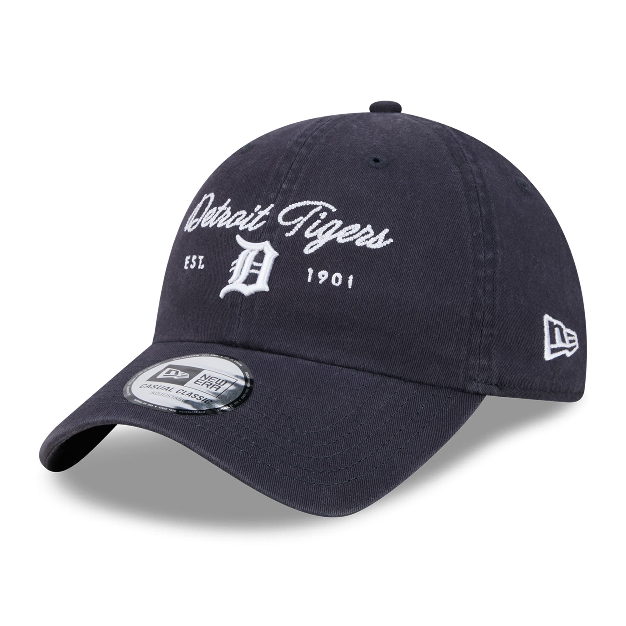 Casquette New Era pour femme, bleu marine, logo Detroit Tigers, style classique décontracté et ajustable