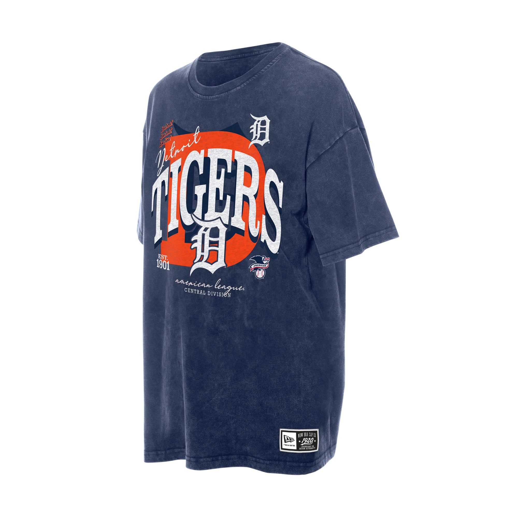 Women's New Era Navy Detroit Tigers Throwback Mineral Wash Boyfriend T-Shirt