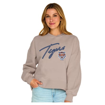  Detroit Tigers Soft as a Grape Women's Snuggly Sweatshirt - Tan