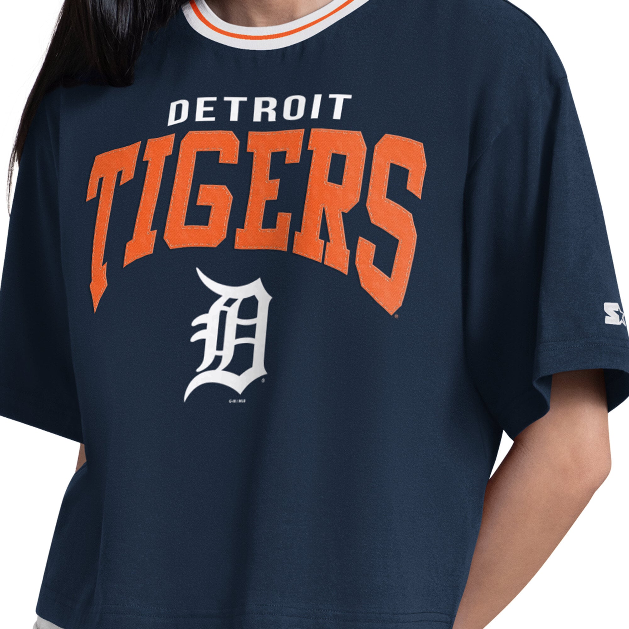 T-shirt court Ace des Detroit Tigers de la marque Starter, bleu marine, pour femmes