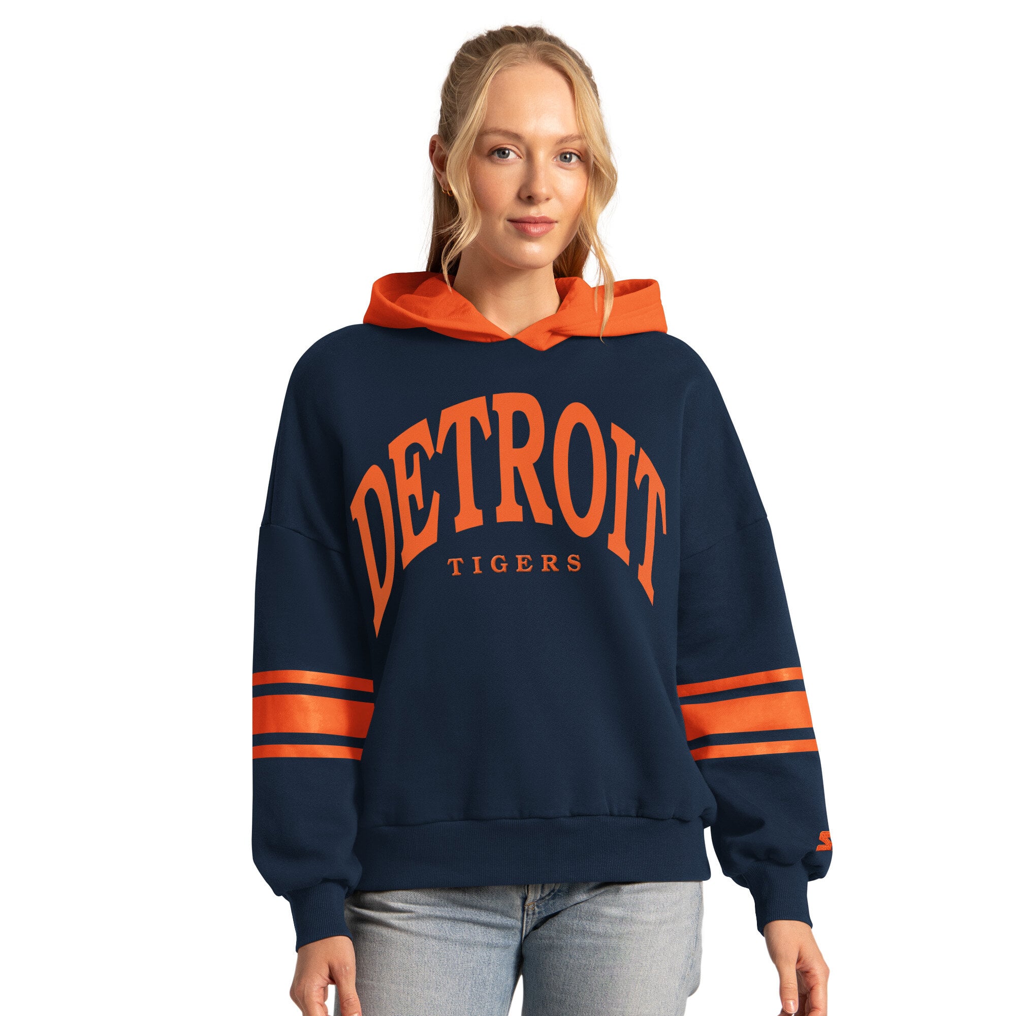 Sweat à capuche Starter bleu marine pour femme, Detroit Tigers, meilleur entraîneur