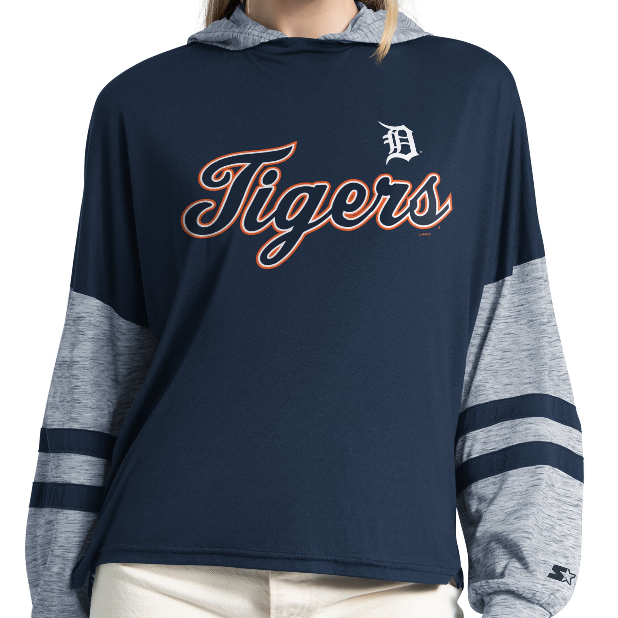 Sweat à capuche léger Starter pour femme, bleu marine, Detroit Tigers Fuel Up