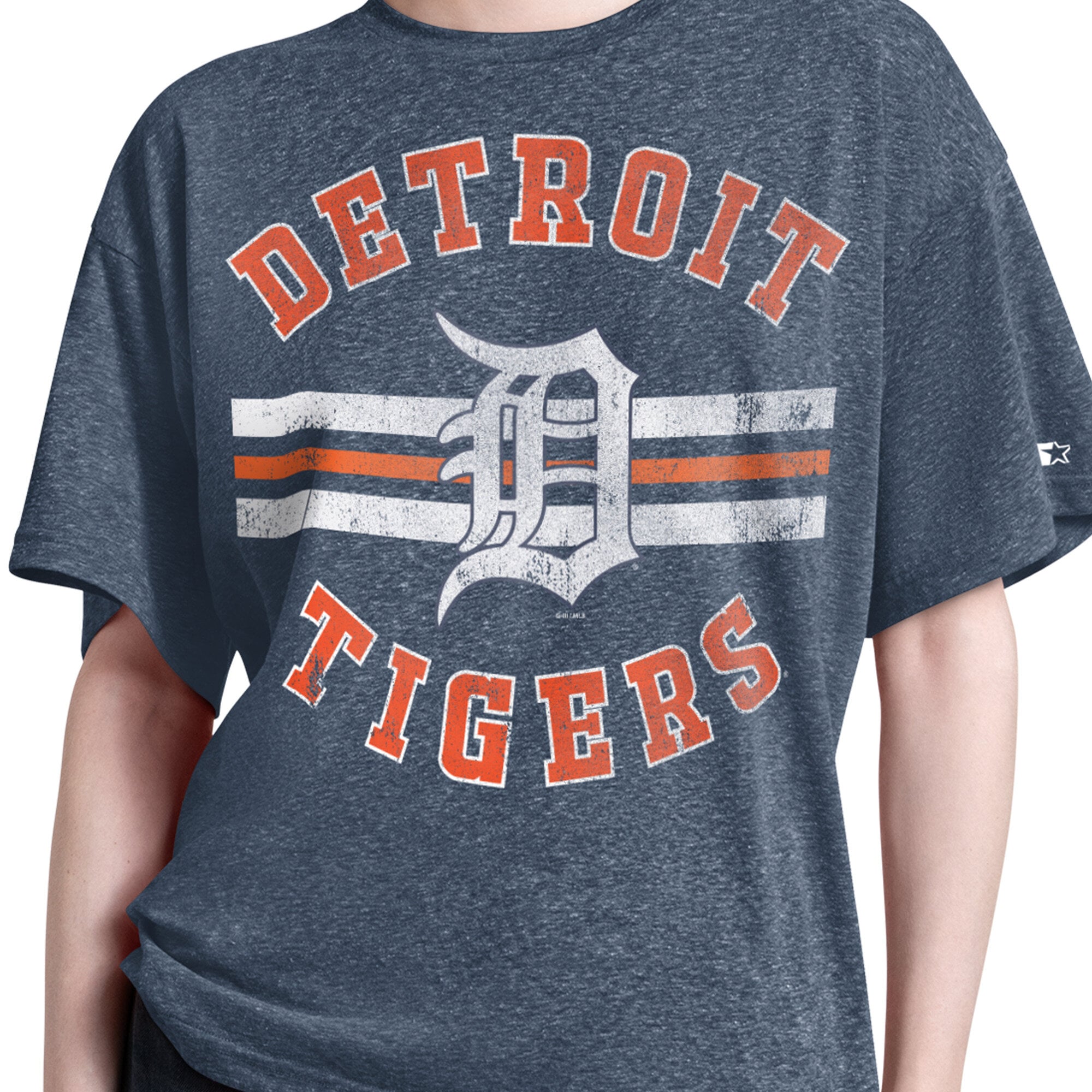 T-shirt Starter Navy Detroit Tigers Jump Shot Boyfriend Tri-Blend pour femme