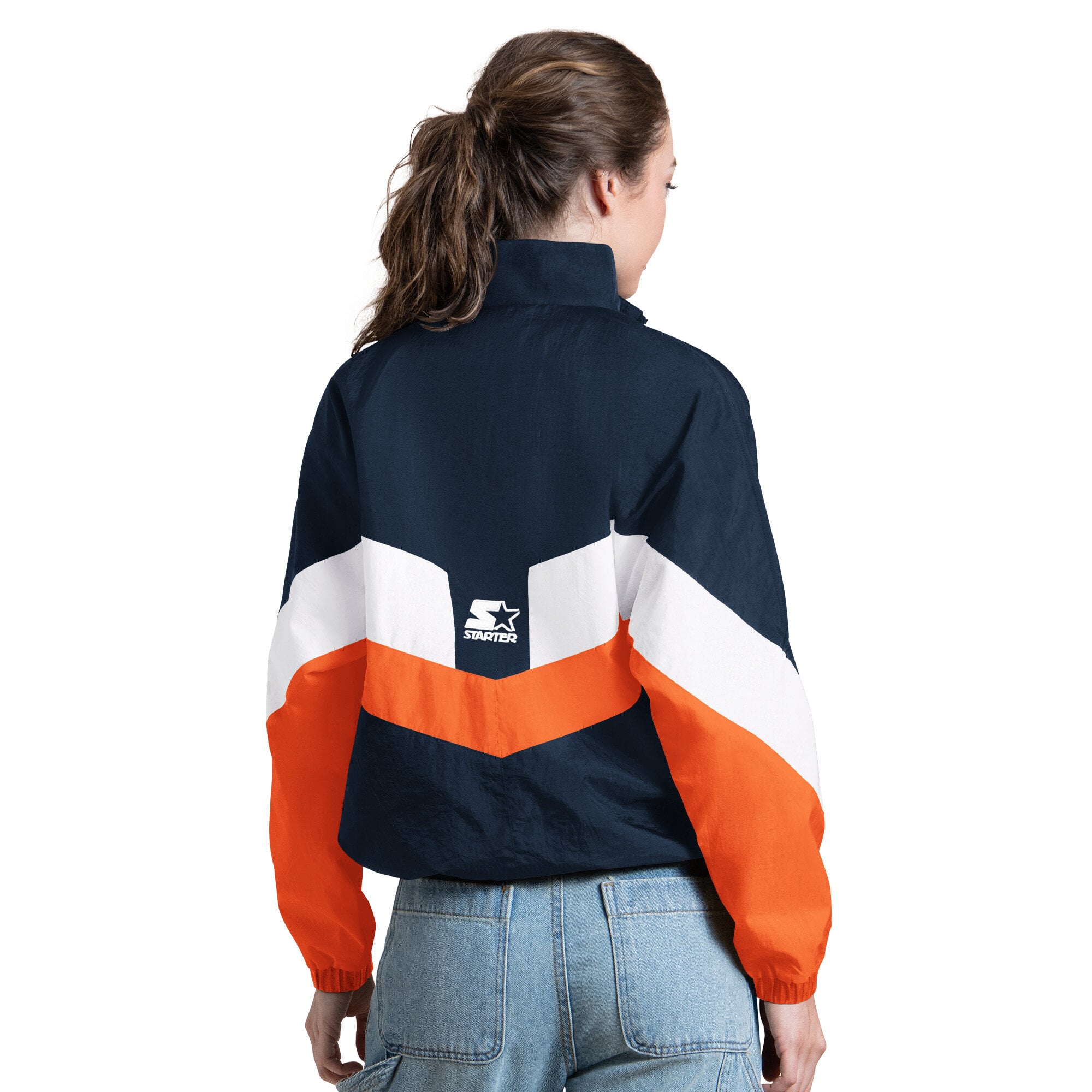 Pull à col zippé Starter bleu marine Detroit Tigers pour femme