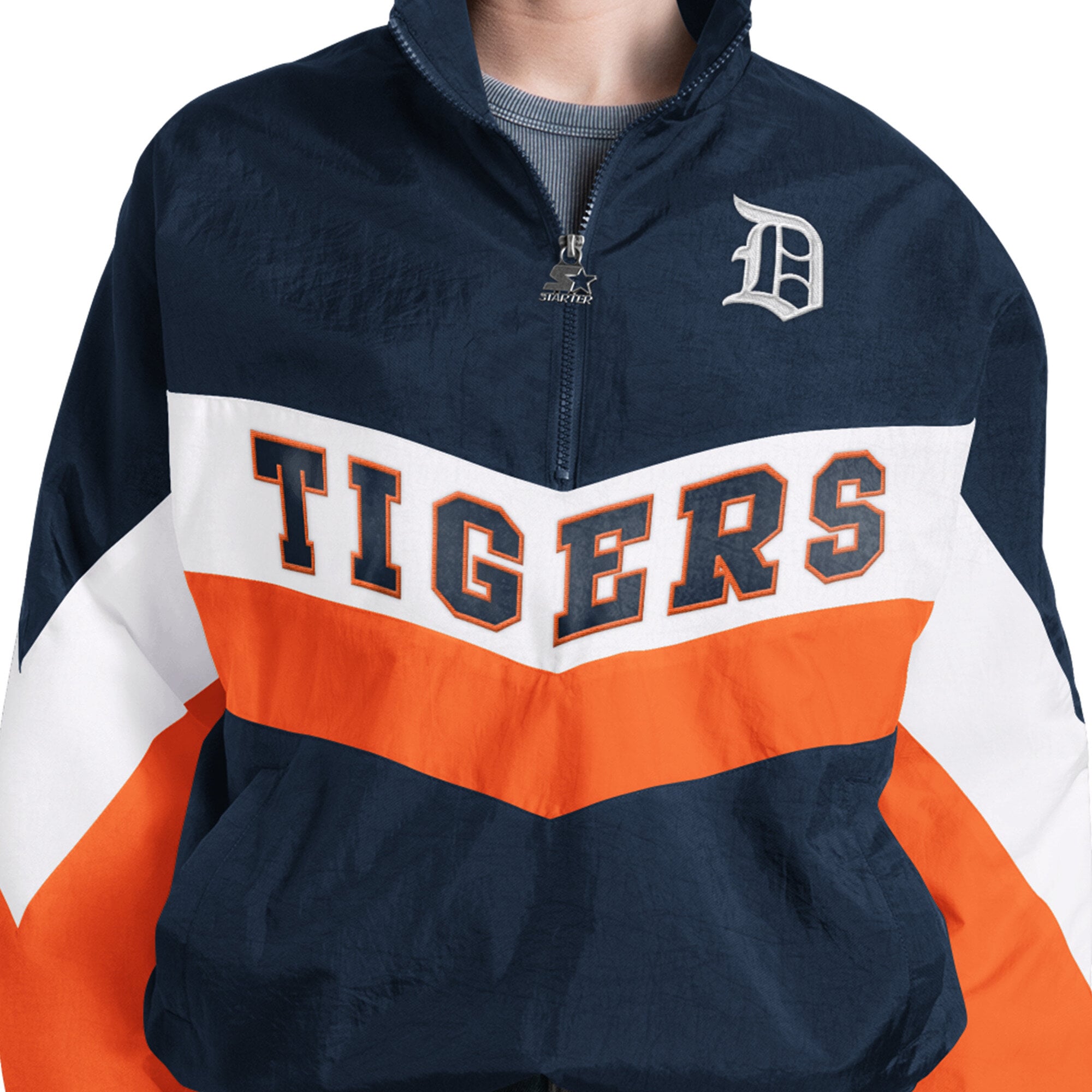 Pull à col zippé Starter bleu marine Detroit Tigers pour femme