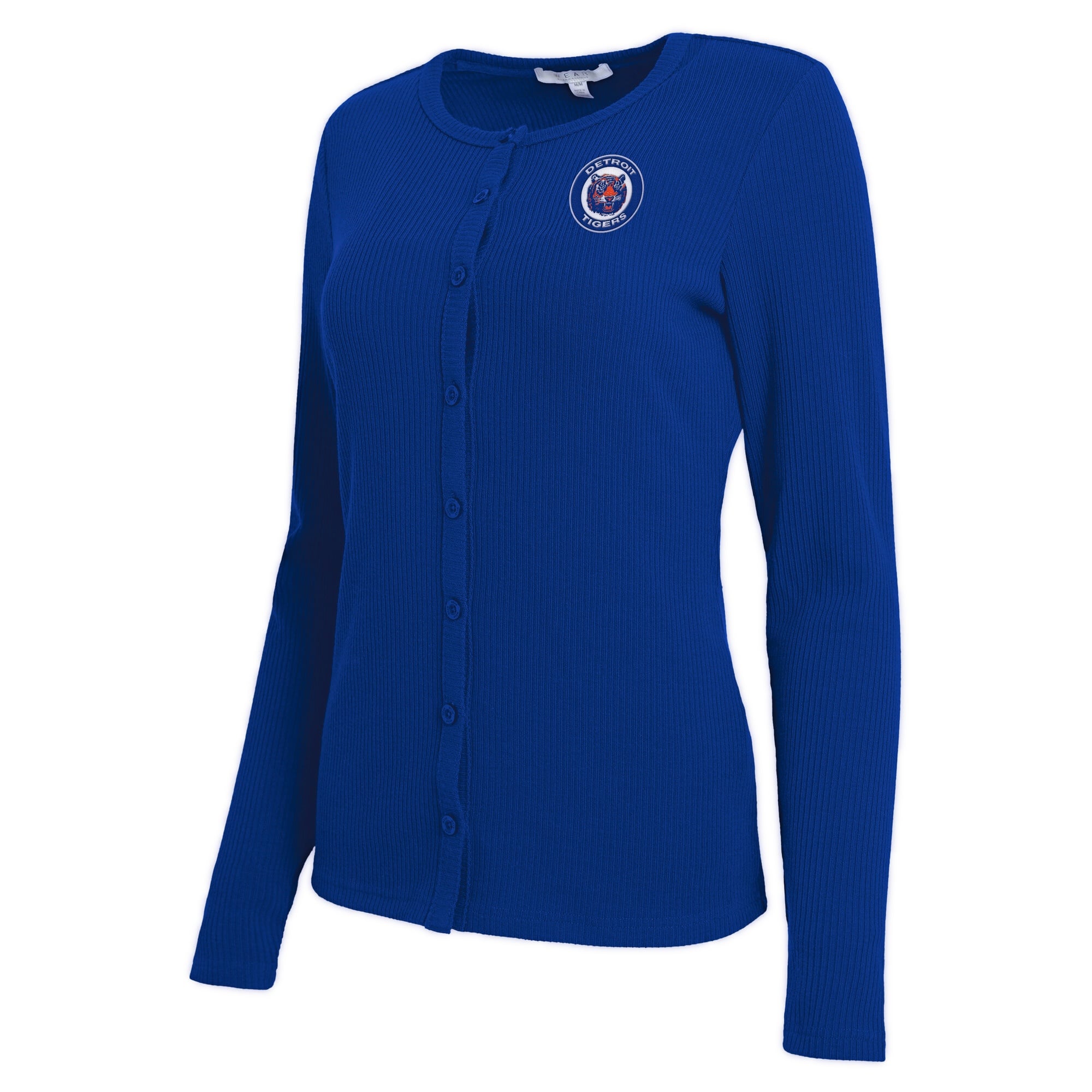 Pull boutonné côtelé Royal Detroit Tigers de la marque WEAR by Erin Andrews pour femme