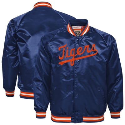 Detroit Tigers Mitchell & Ness Youth Lightweight Satin Jacket - Navy
