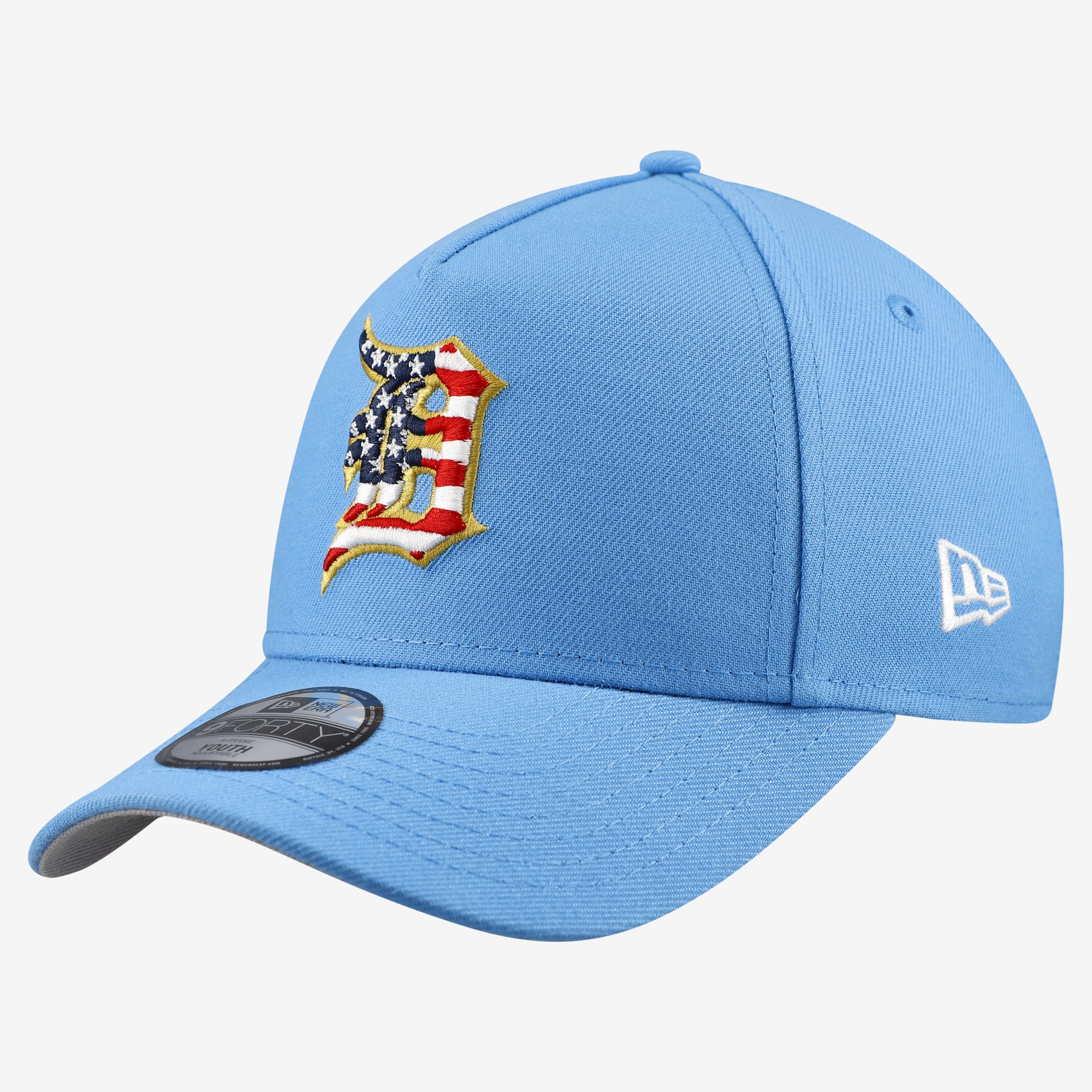 Youth New Era Light Blue Detroit Tigers Celebrate America's 250th 9FORTY A-Frame Adjustable Hat