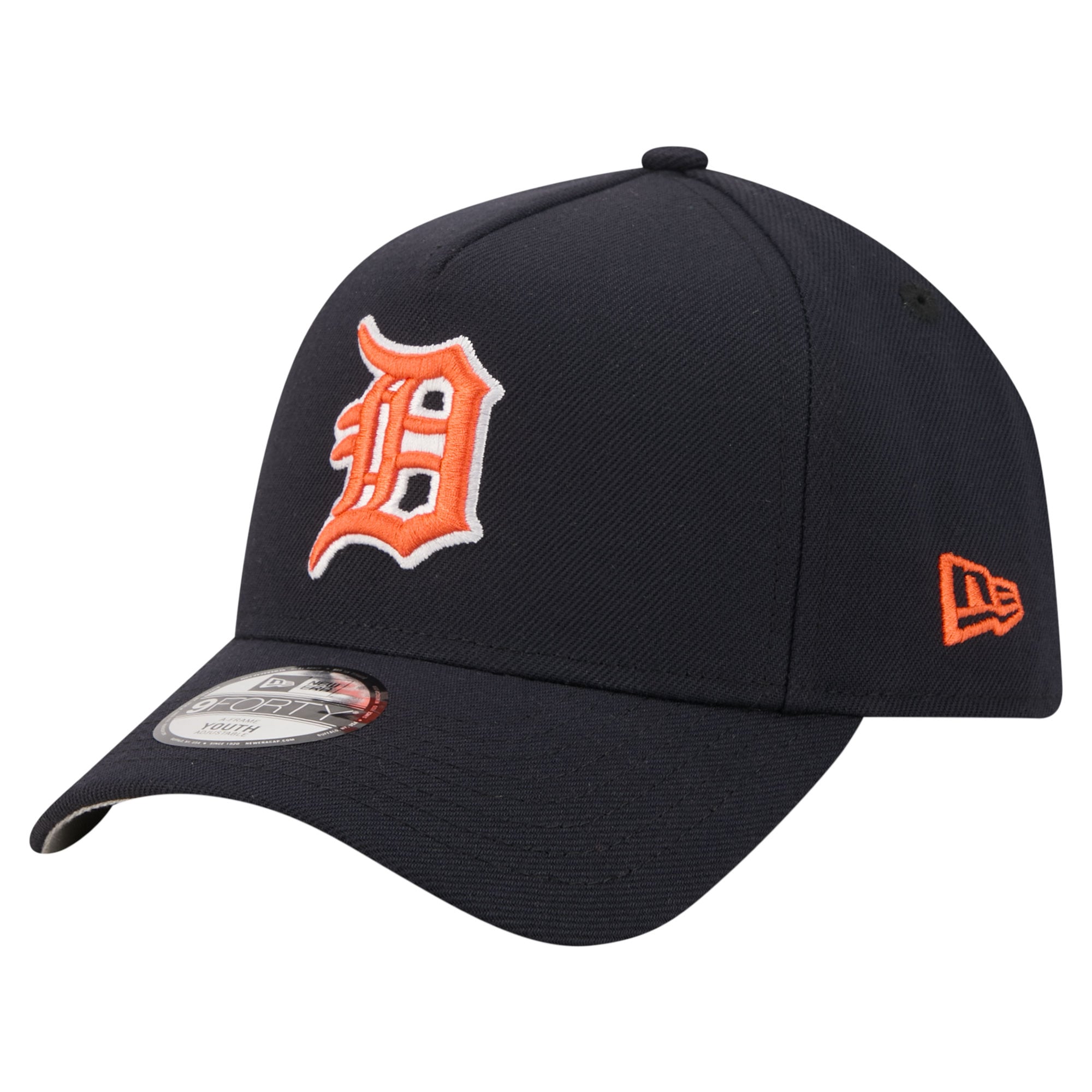 Youth New Era  Navy Detroit Tigers Cooperstown Logo 9FORTY A-Frame Adjustable Hat