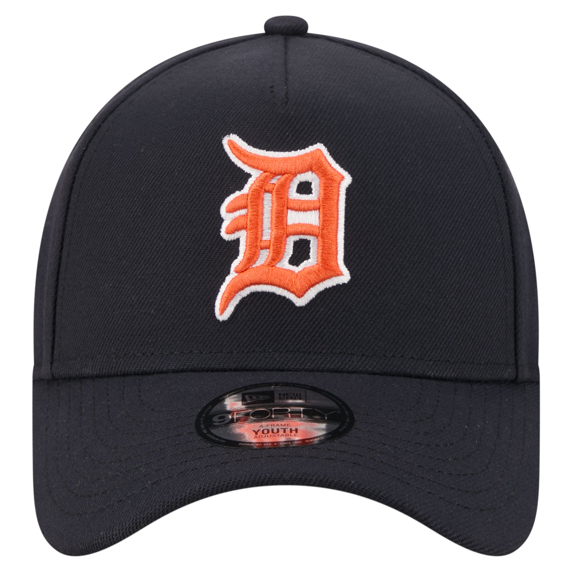 Youth New Era  Navy Detroit Tigers Cooperstown Logo 9FORTY A-Frame Adjustable Hat