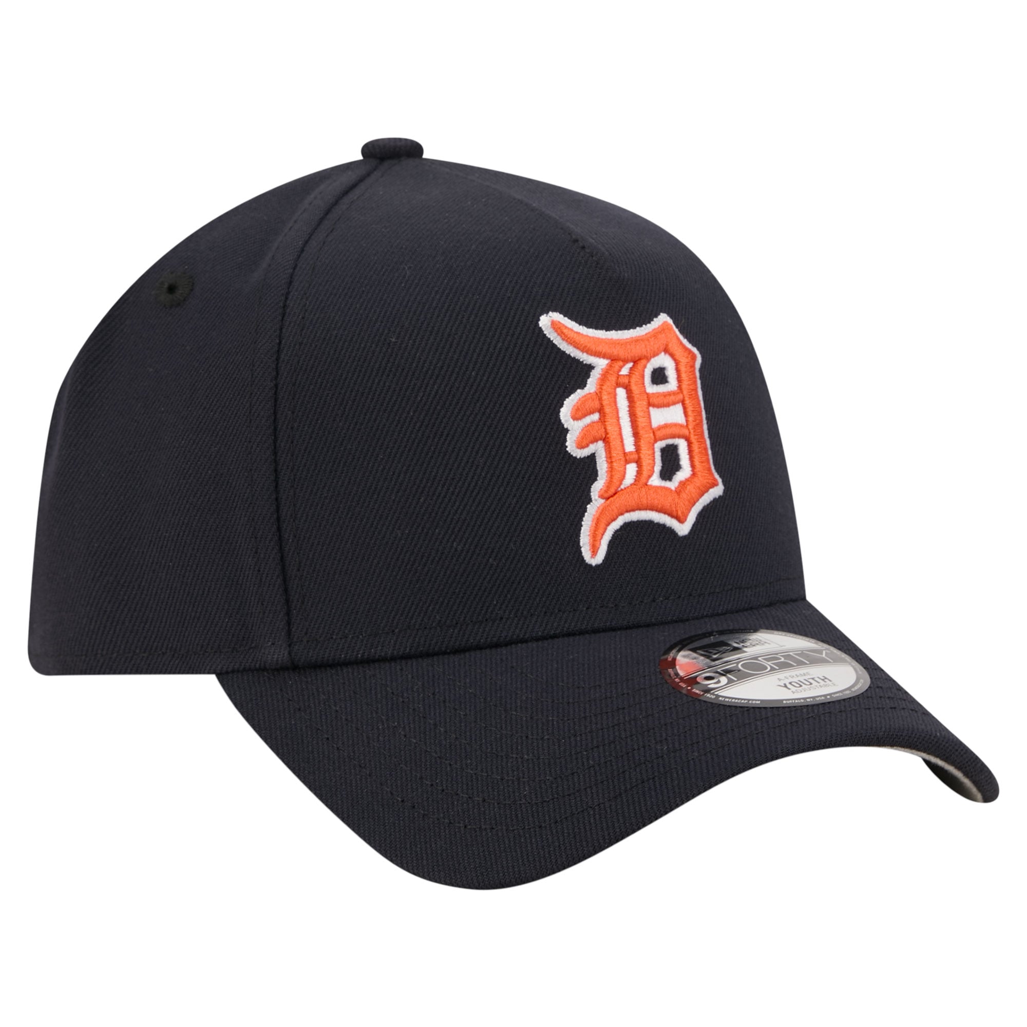 Youth New Era  Navy Detroit Tigers Cooperstown Logo 9FORTY A-Frame Adjustable Hat