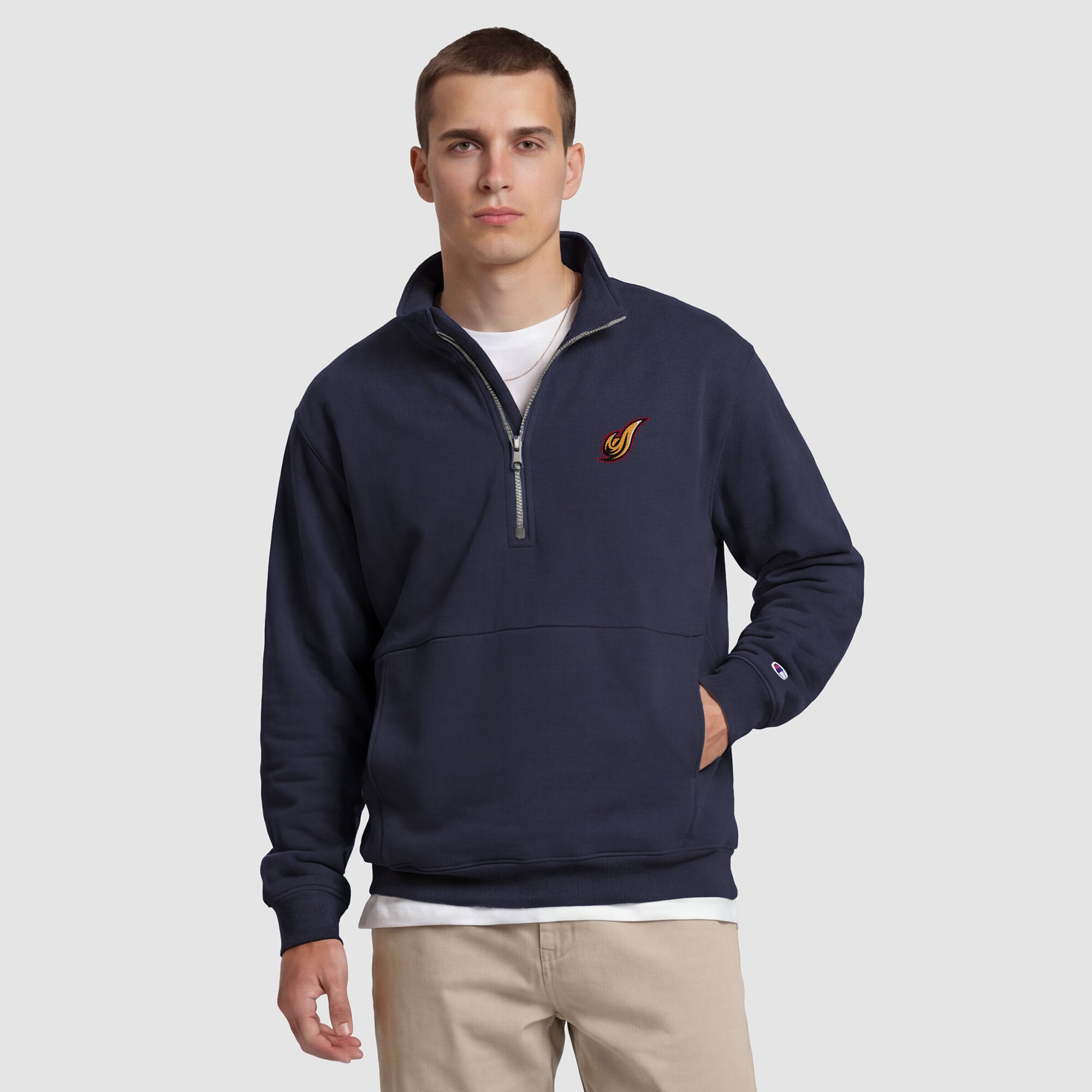 Men's Champion Navy District of Columbia Firebirds Quarter-Zip Fleece Pullover