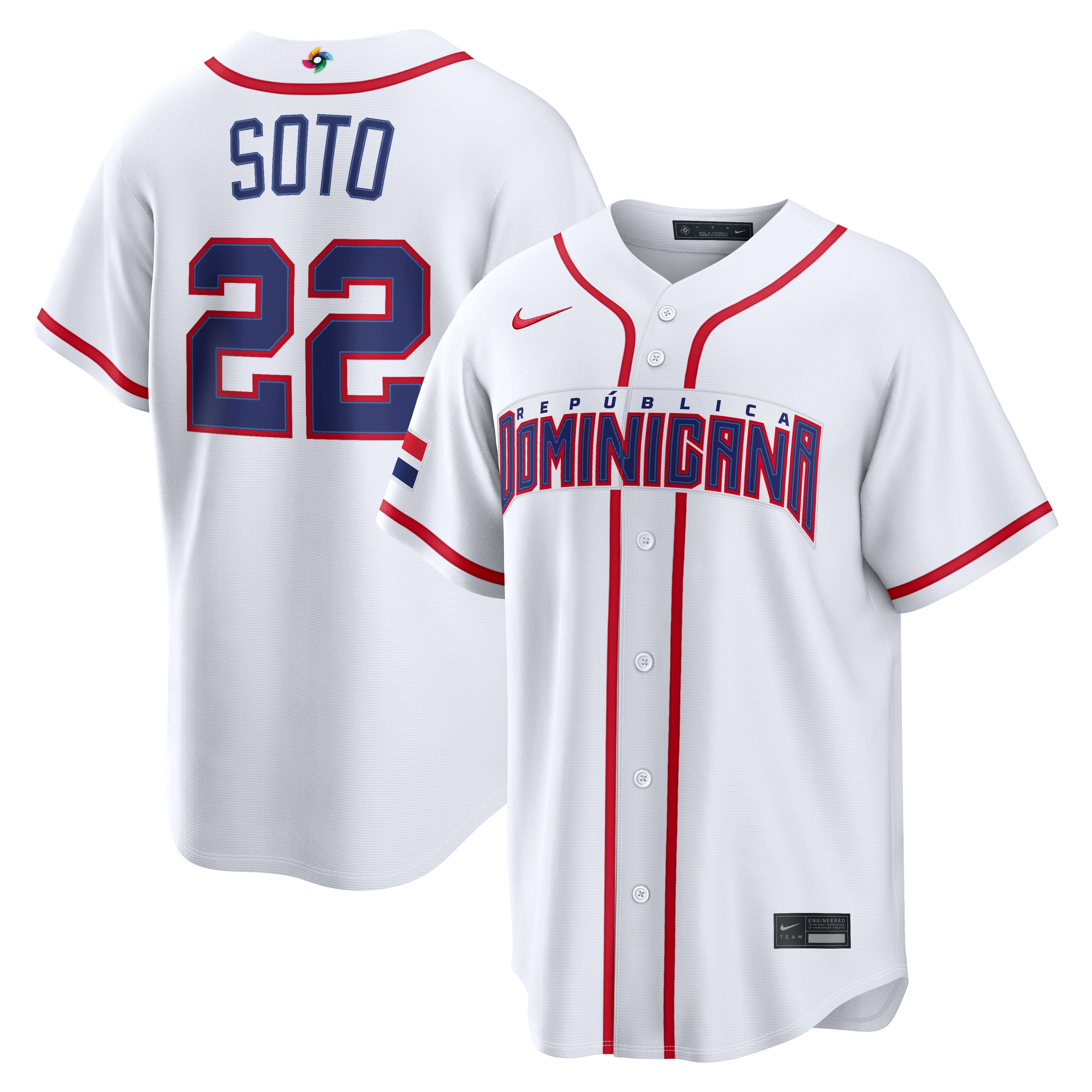 Men's Nike Juan Soto White Dominican Republic Baseball 2026 World Classic Home Stadium Jersey