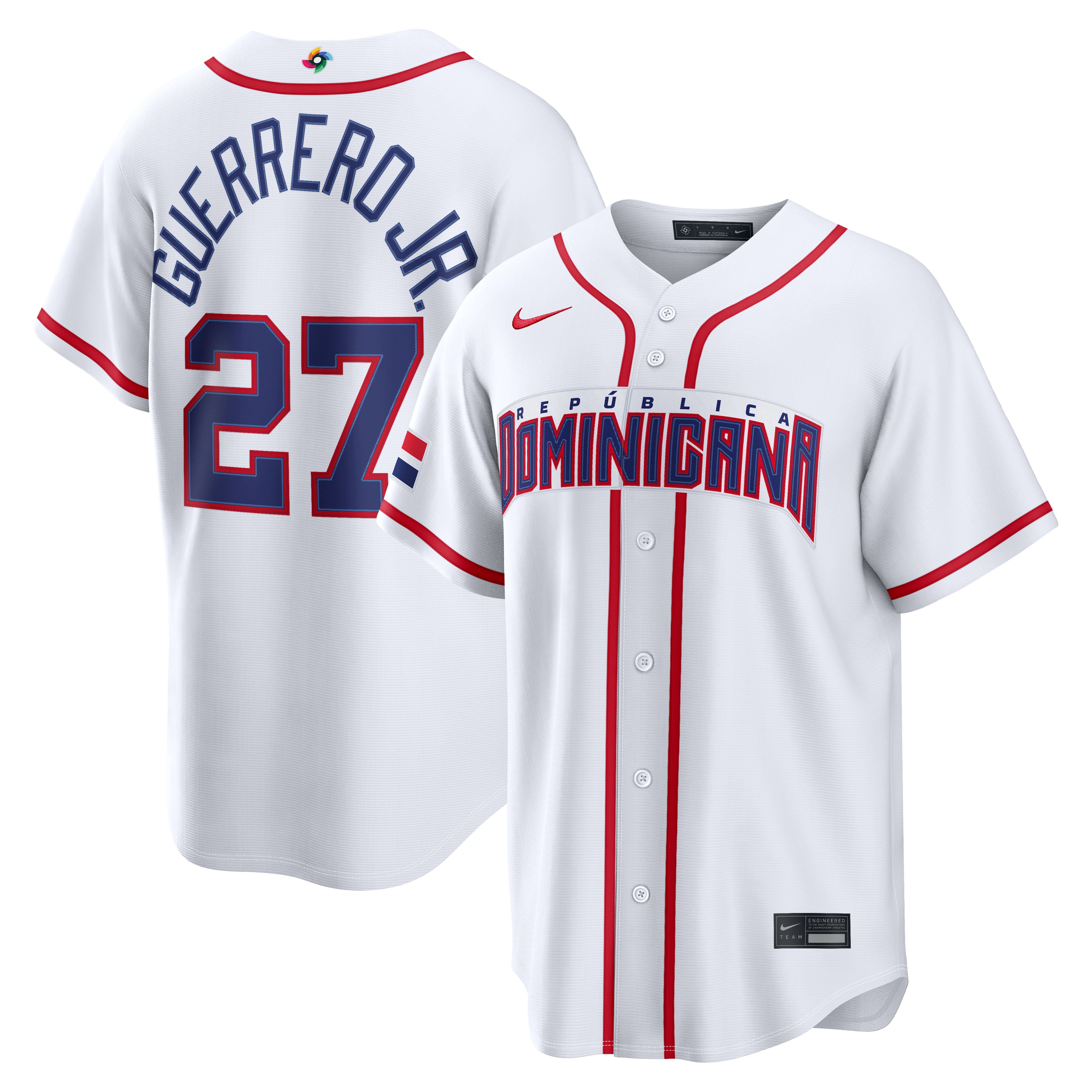 Men's Nike Vladimir Guerrero Jr. White Dominican Republic Baseball 2026 World Classic Home Stadium Jersey
