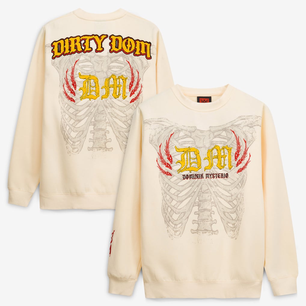 Sweat-shirt Dominik Mysterio à motif de côtes - Crème