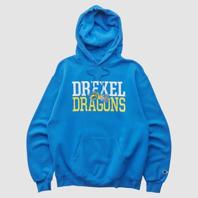 Drexel Dragons Champion 2000s Hooded Pullover Sweatshirt - Blue - S by Fanatics Real Vintage