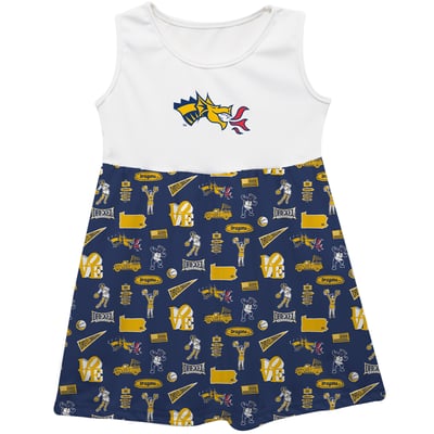  Drexel Dragons Vive La Fete Girls Infant Impressions Artwork Tank Top Dress - Navy