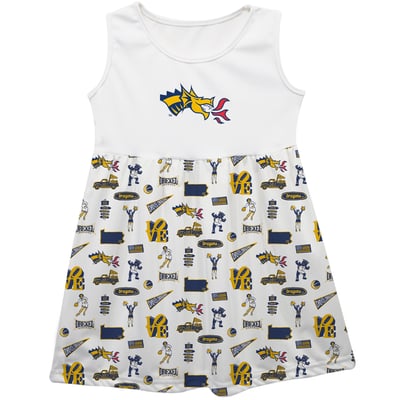  Drexel Dragons Vive La Fete Girls Toddler Impressions Artwork Tank Top Dress - White