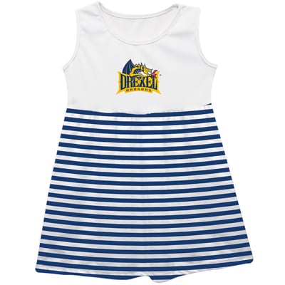  Drexel Dragons Vive La Fete Girls Youth Striped Tank Top Dress - Navy