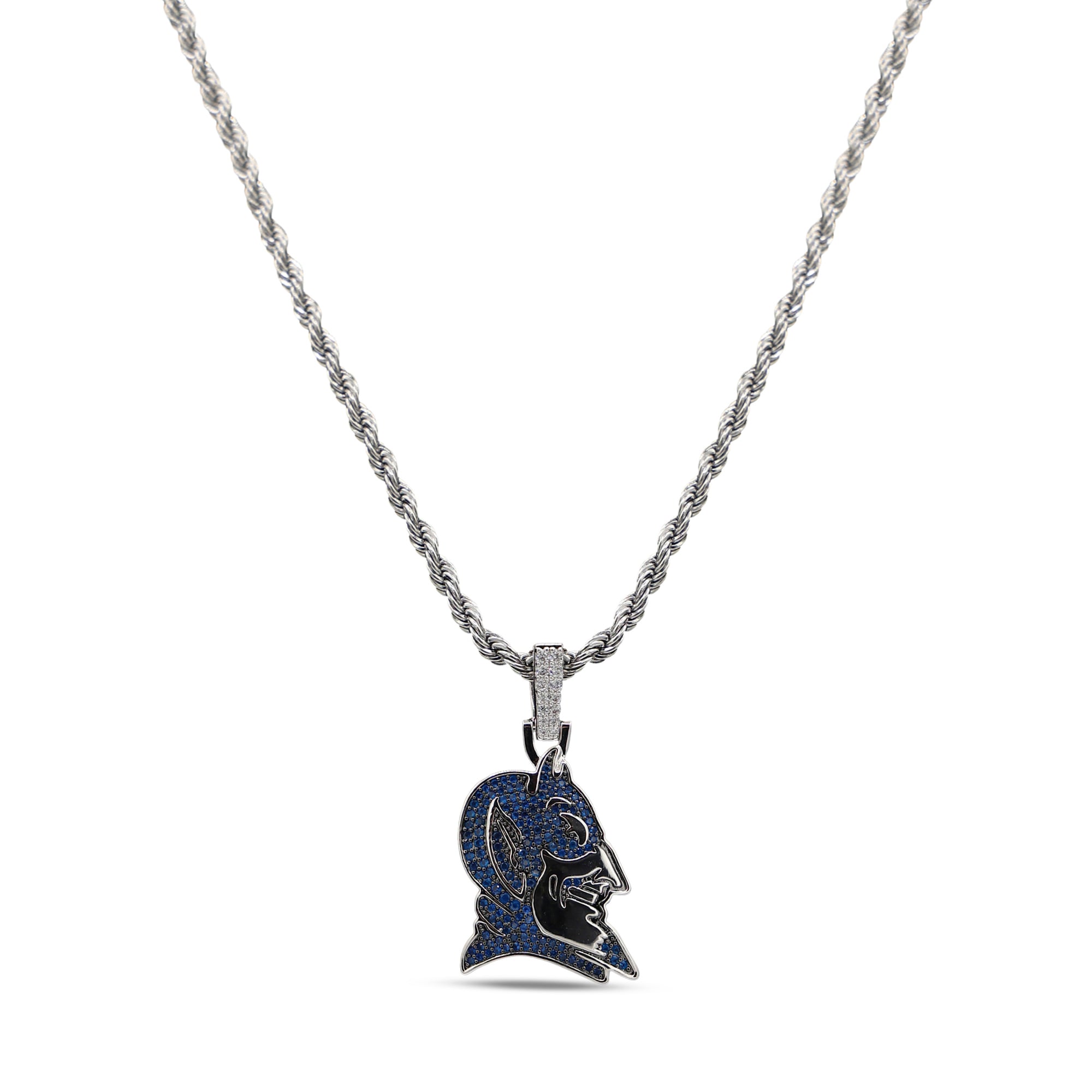 GLD Duke Blue Devils 14K White Gold Logo Pendant & 20