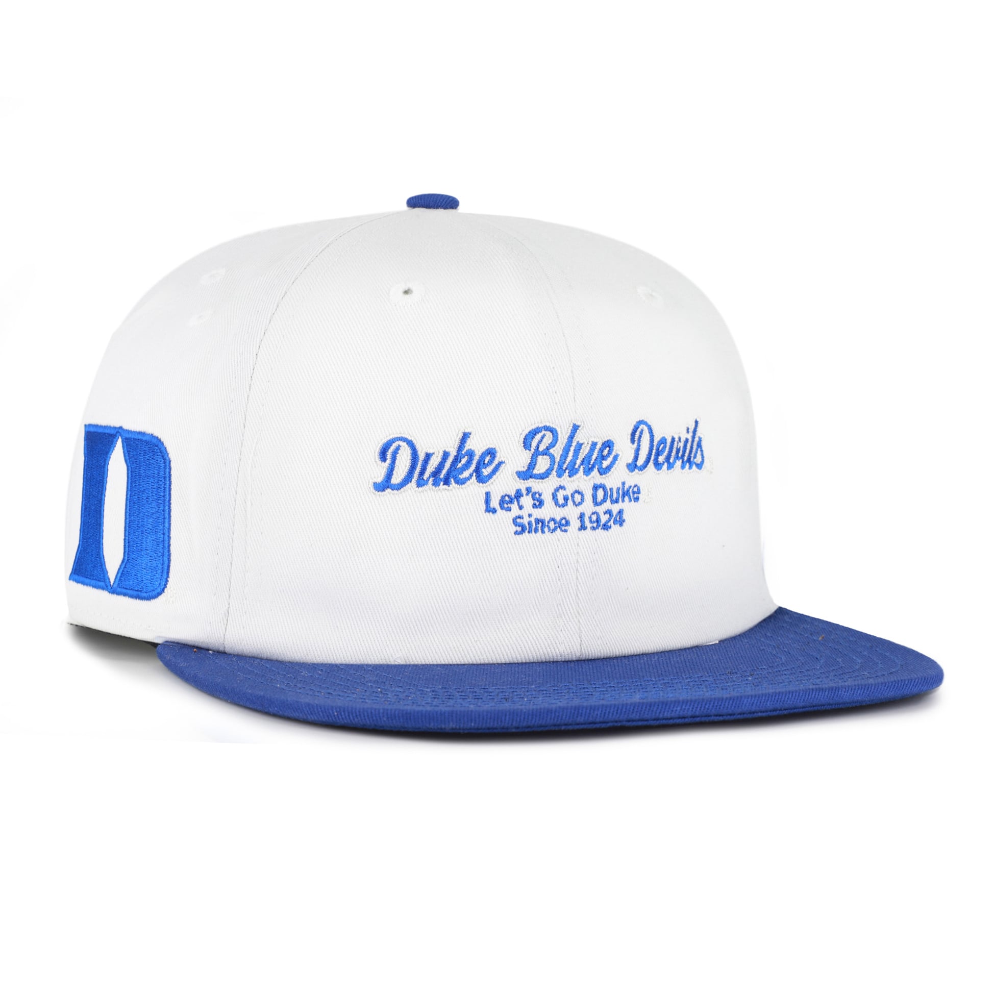 Men's '47 White/Royal Duke Blue Devils Script Stack Relaxed Captain Adjustable Hat