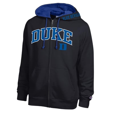 Duke Blue Devils Champion Arch Logo Full-Zip Fleece Hoodie - Black