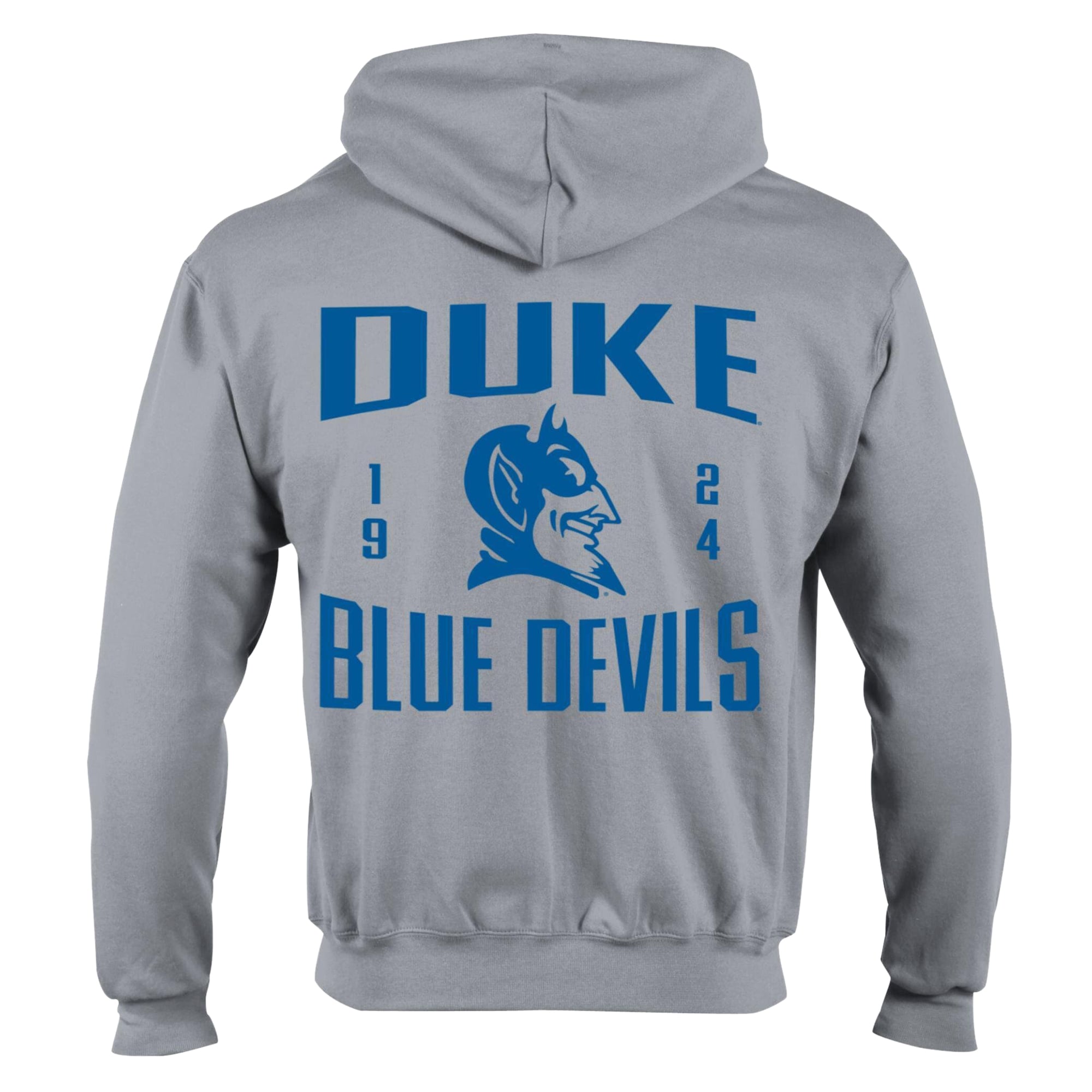Men's Champion Heather Gray Duke Blue Devils Varsity Powerblend Full-Zip Fleece Hoodie