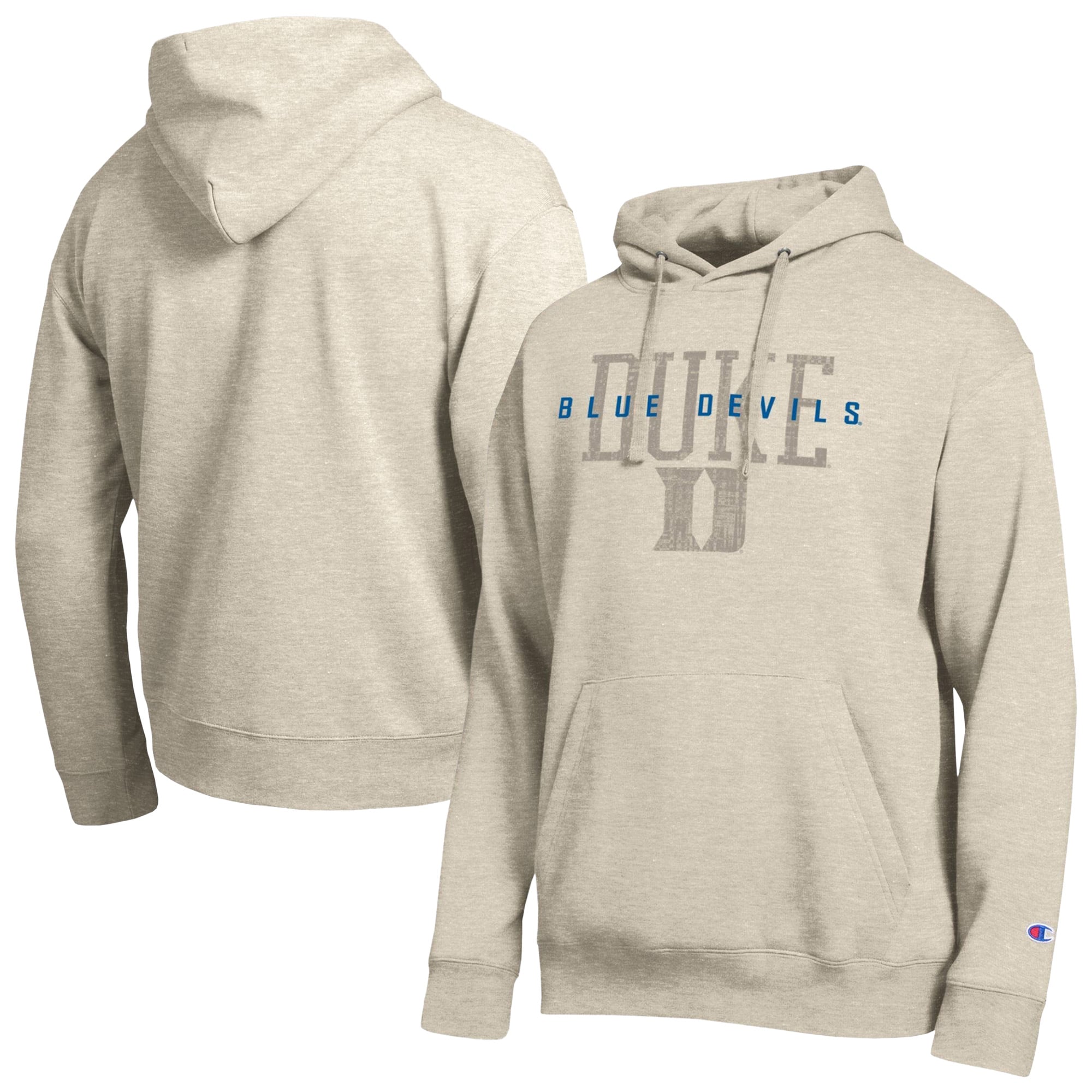 Men's Champion Oatmeal Duke Blue Devils All-Star Neutral Stack Hoodie