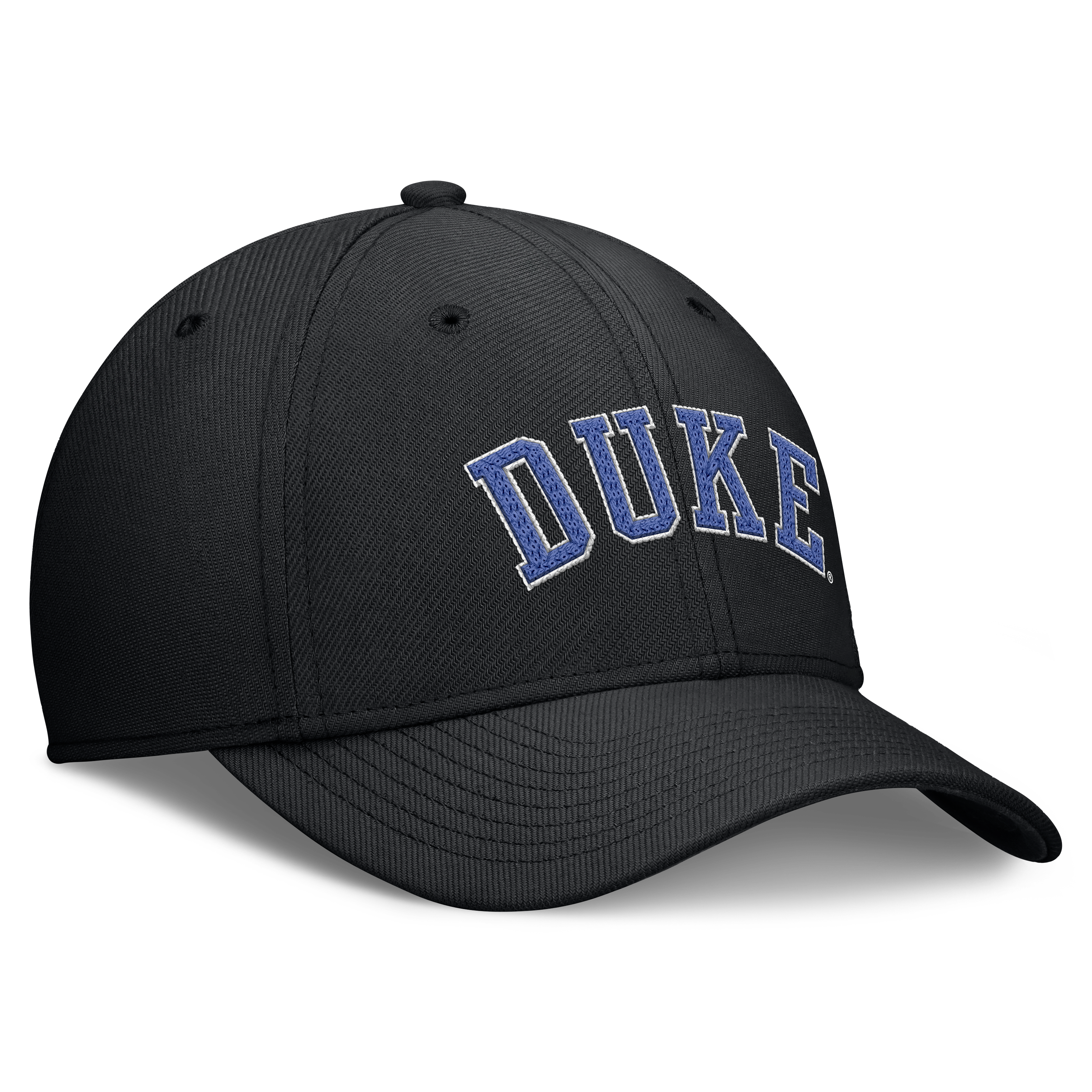 Casquette Nike Duke Blue Devils noire pour homme, logo Swoosh et technologie Dri-FIT.