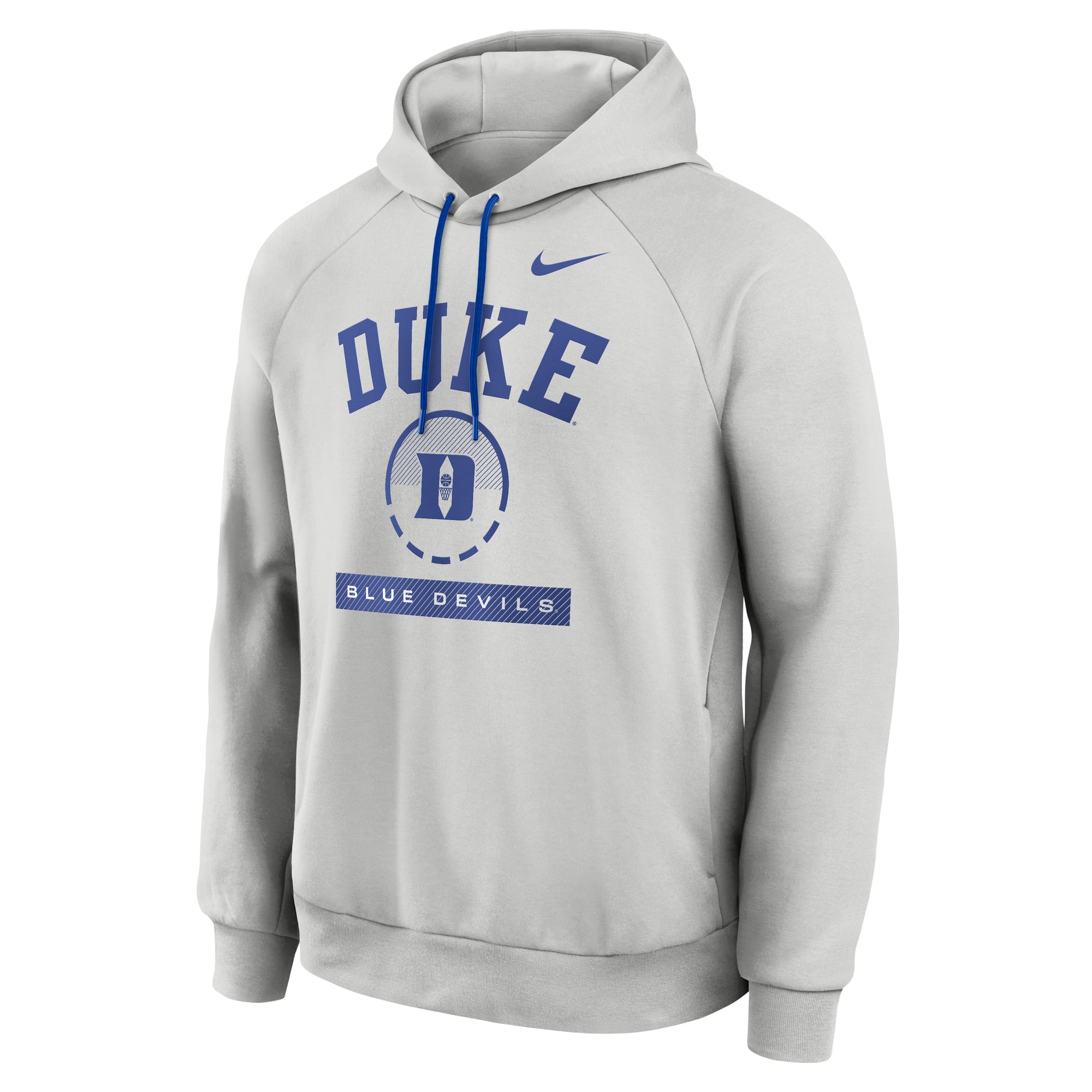 Sweat à capuche raglan en polaire Dri-FIT d'entraînement Nike Duke Blue Devils gris pour homme