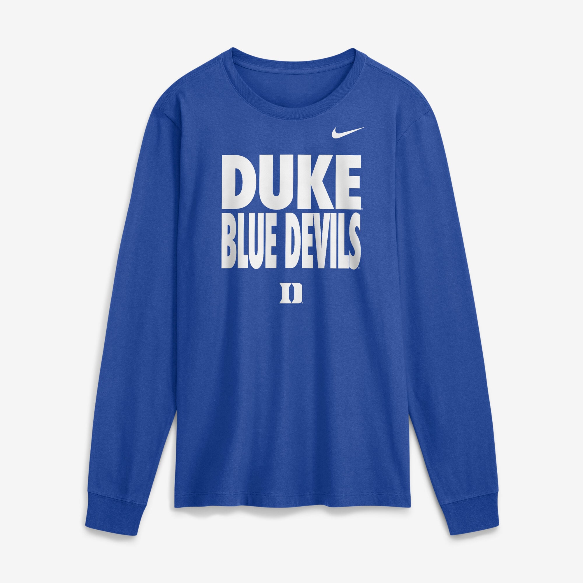 Men's Nike Royal Duke Blue Devils 2026 Sideline Slogan Dri-FIT Long Sleeve T-Shirt