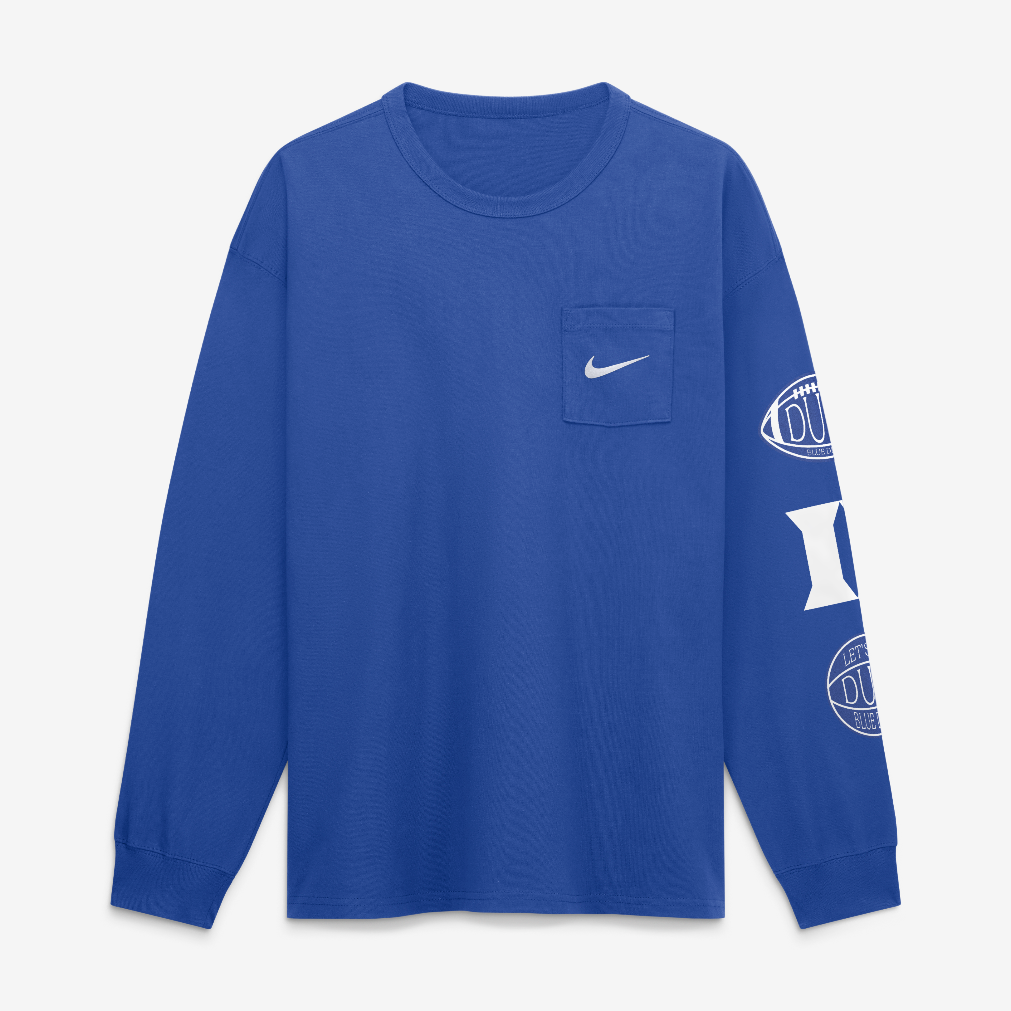 T-shirt à manches longues et poche pour homme Nike Royal Duke Blue Devils Academic