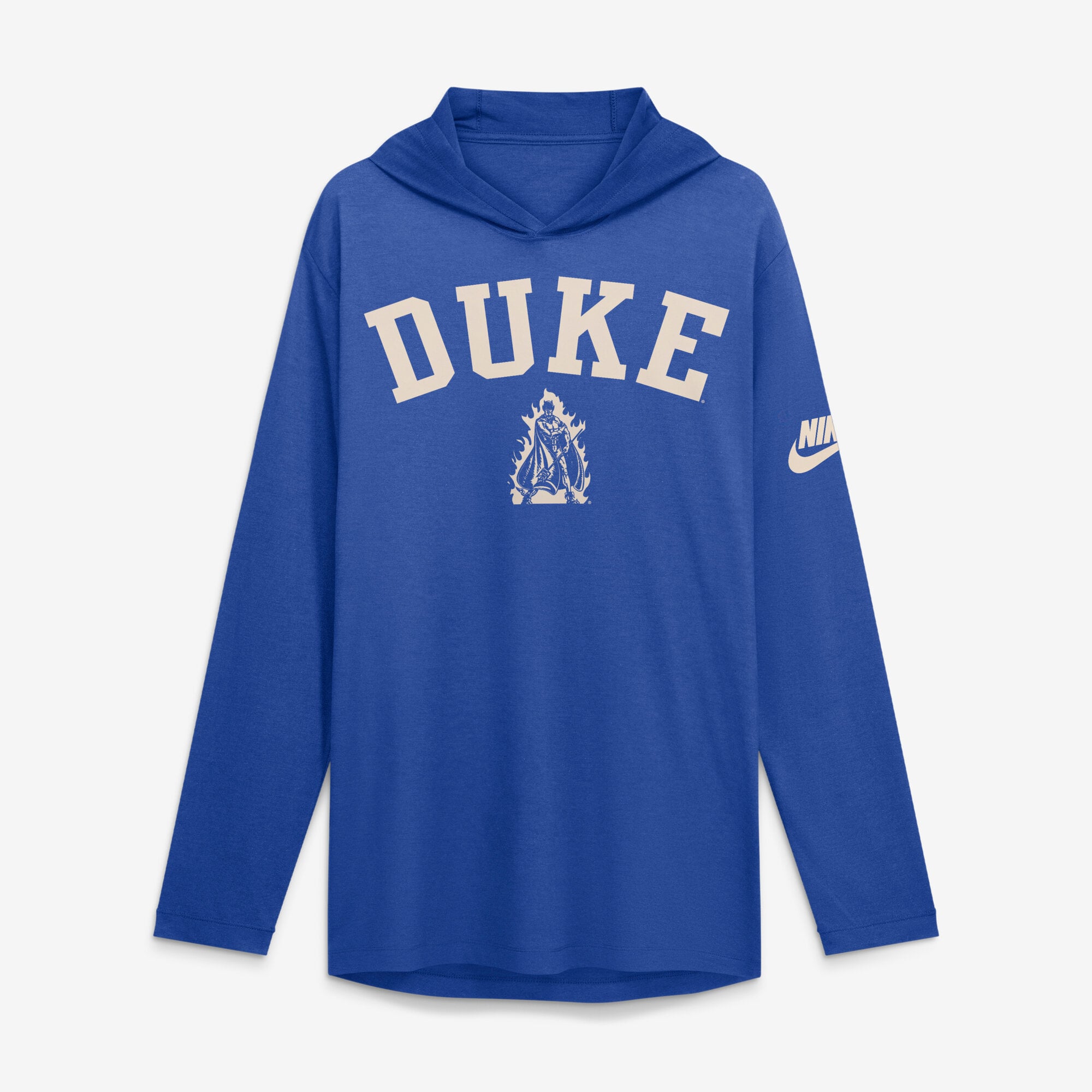 Men's Nike  Royal Duke Blue Devils Legacy Arch Tri-Blend Long Sleeve Hooded T-Shirt