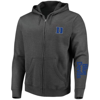 Duke Blue Devils Profile Big & Tall Full-Zip Hoodie - Heather Charcoal