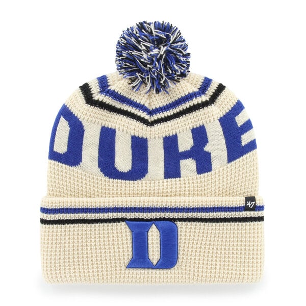 Bonnet unisexe '47 Cream Duke Blue Devils en maille gaufrée à revers avec pompon