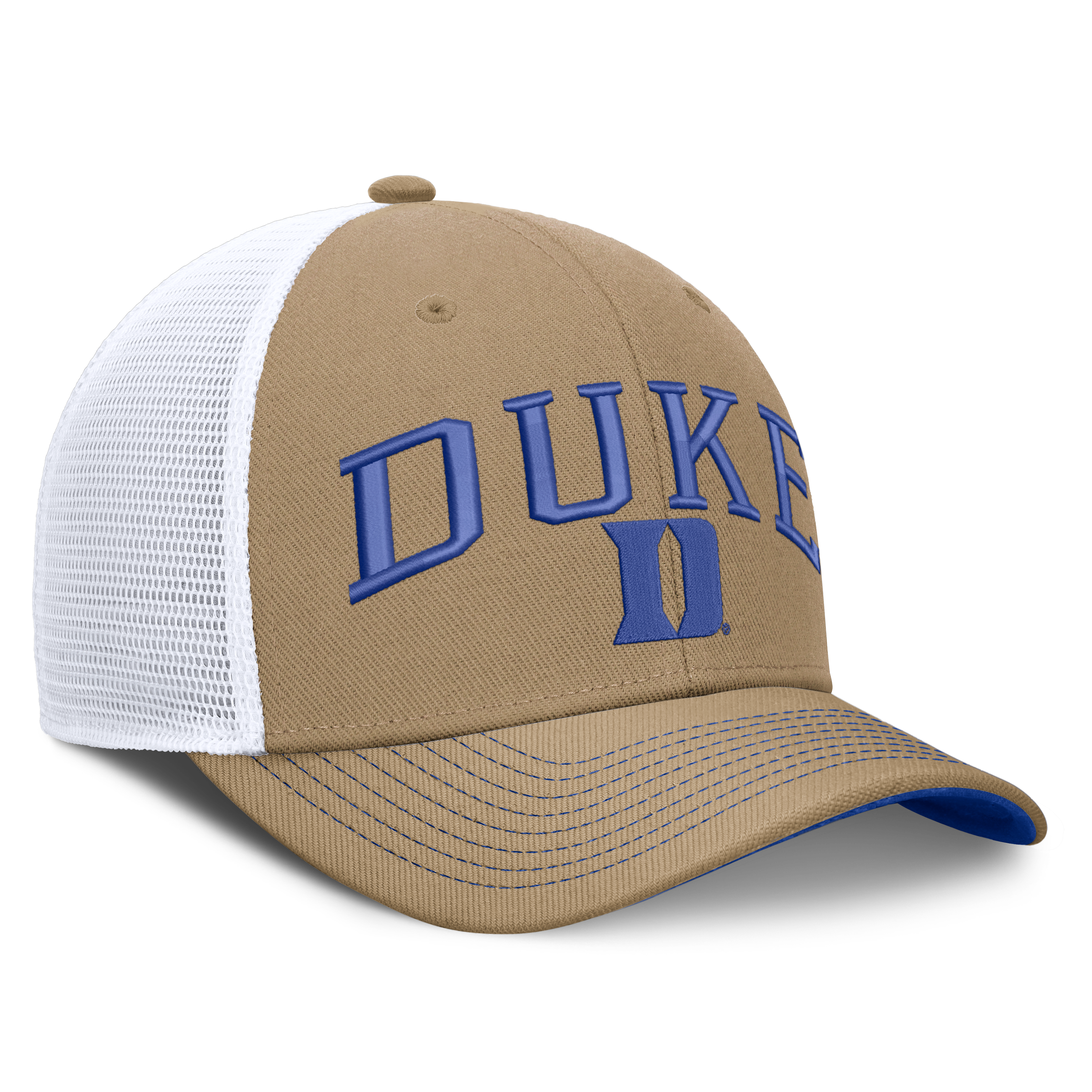 Casquette trucker unisexe Nike bleu roi/blanc Duke Blue Devils Dri-FIT Primetime à design arqué et ajustable