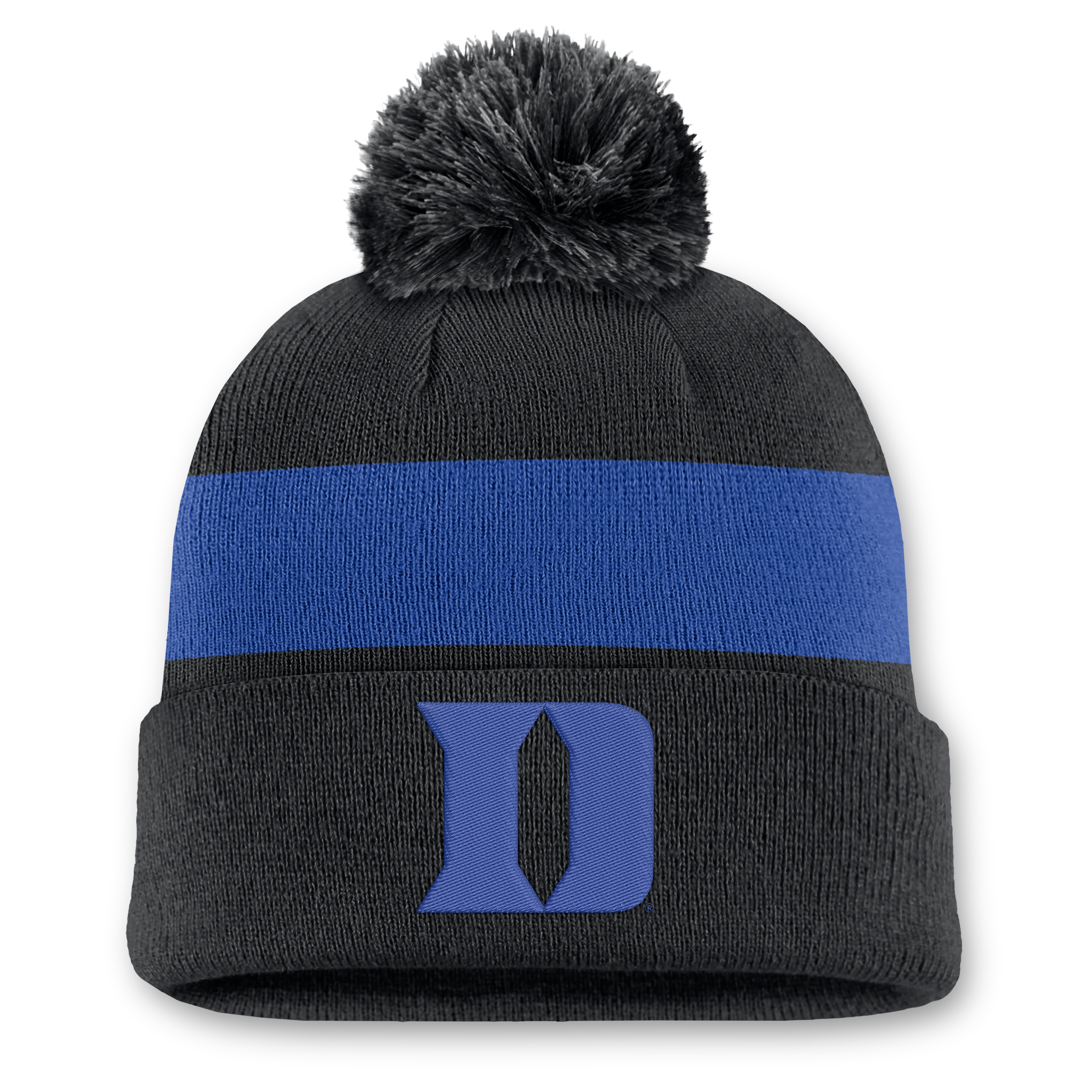 Bonnet unisexe Nike noir Duke Blue Devils Primetime Stripe à revers et pompon