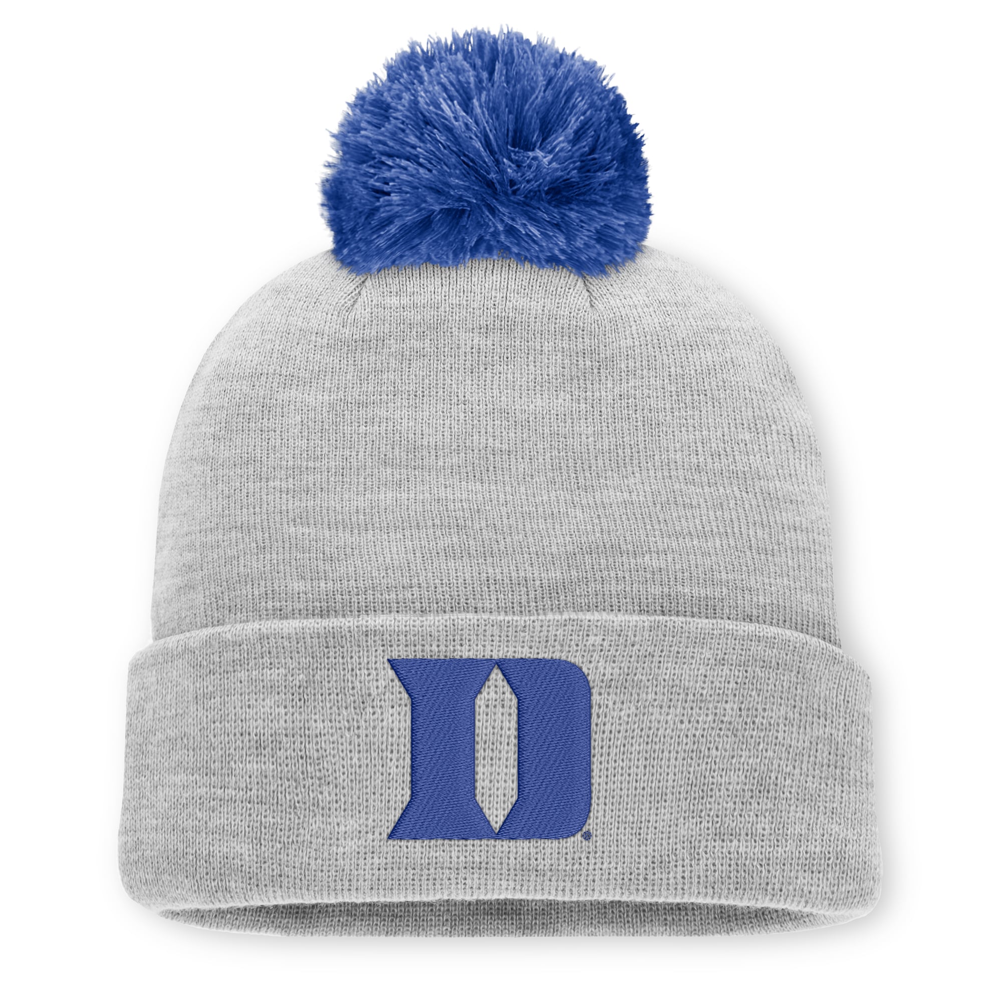 Bonnet unisexe Nike gris chiné Duke Blue Devils Primetime Script à revers et pompon