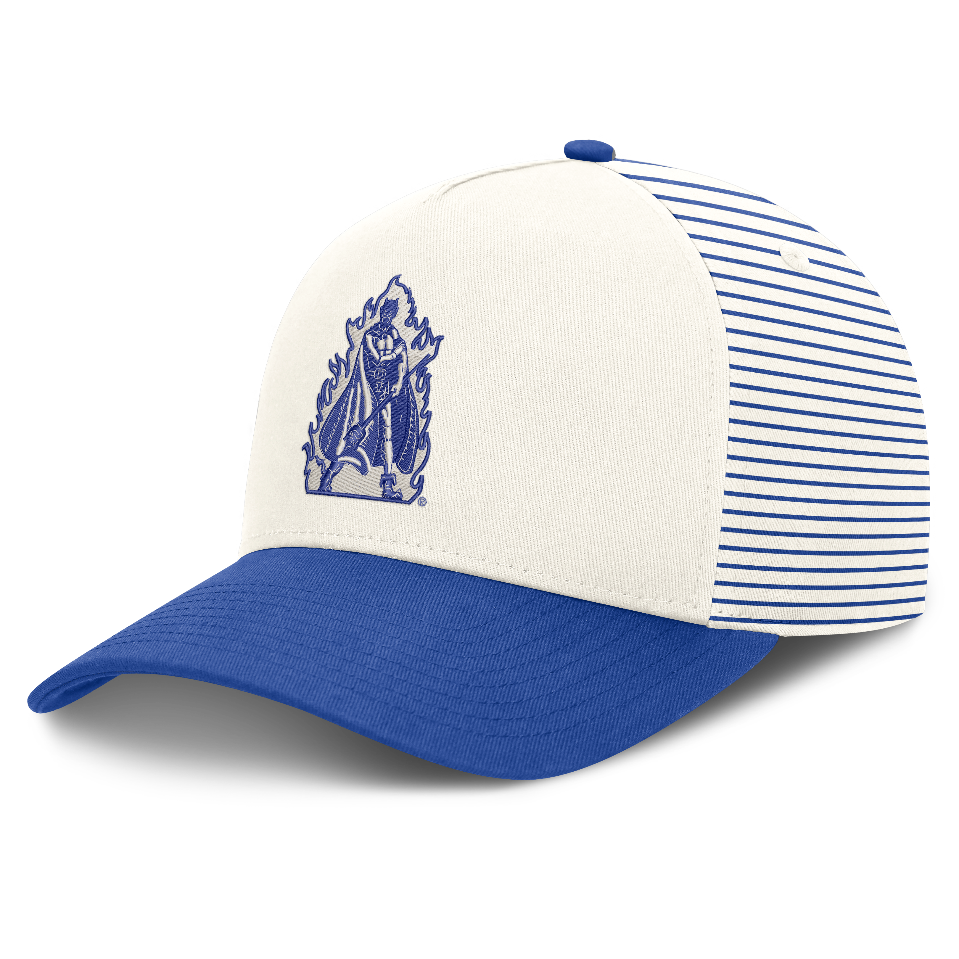 Casquette unisexe Nike blanche/bleu roi Duke Blue Devils Vault rayée à taille ajustable