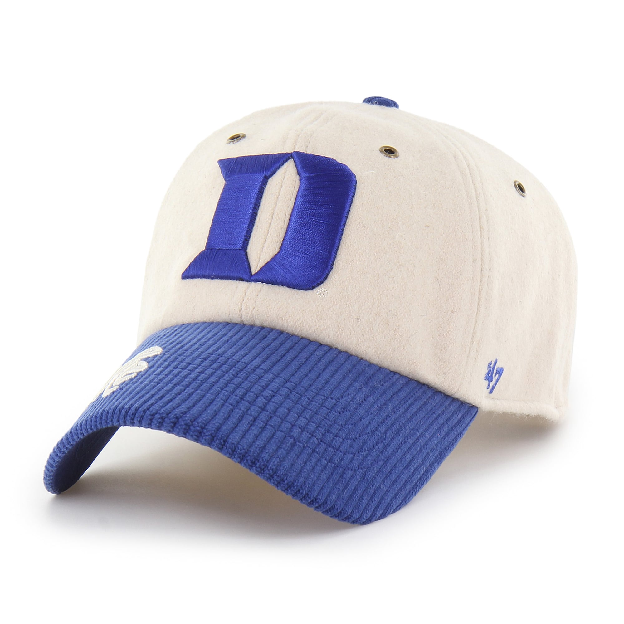 Chapeau ajustable '47 Cream/Royal Duke Blue Devils Rope Script Clean Up pour femme