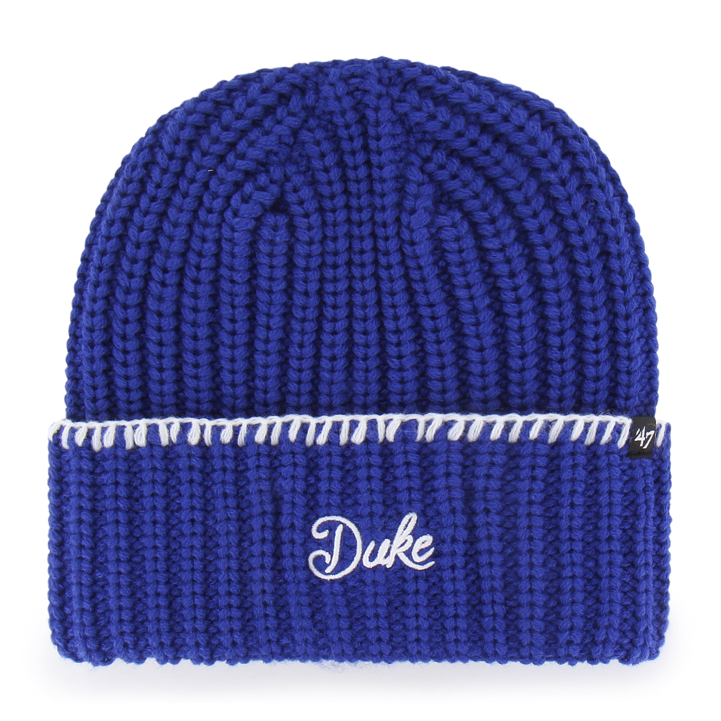 Women's '47  Royal Duke Blue Devils Blanket Stitch Cuff Knit Hat