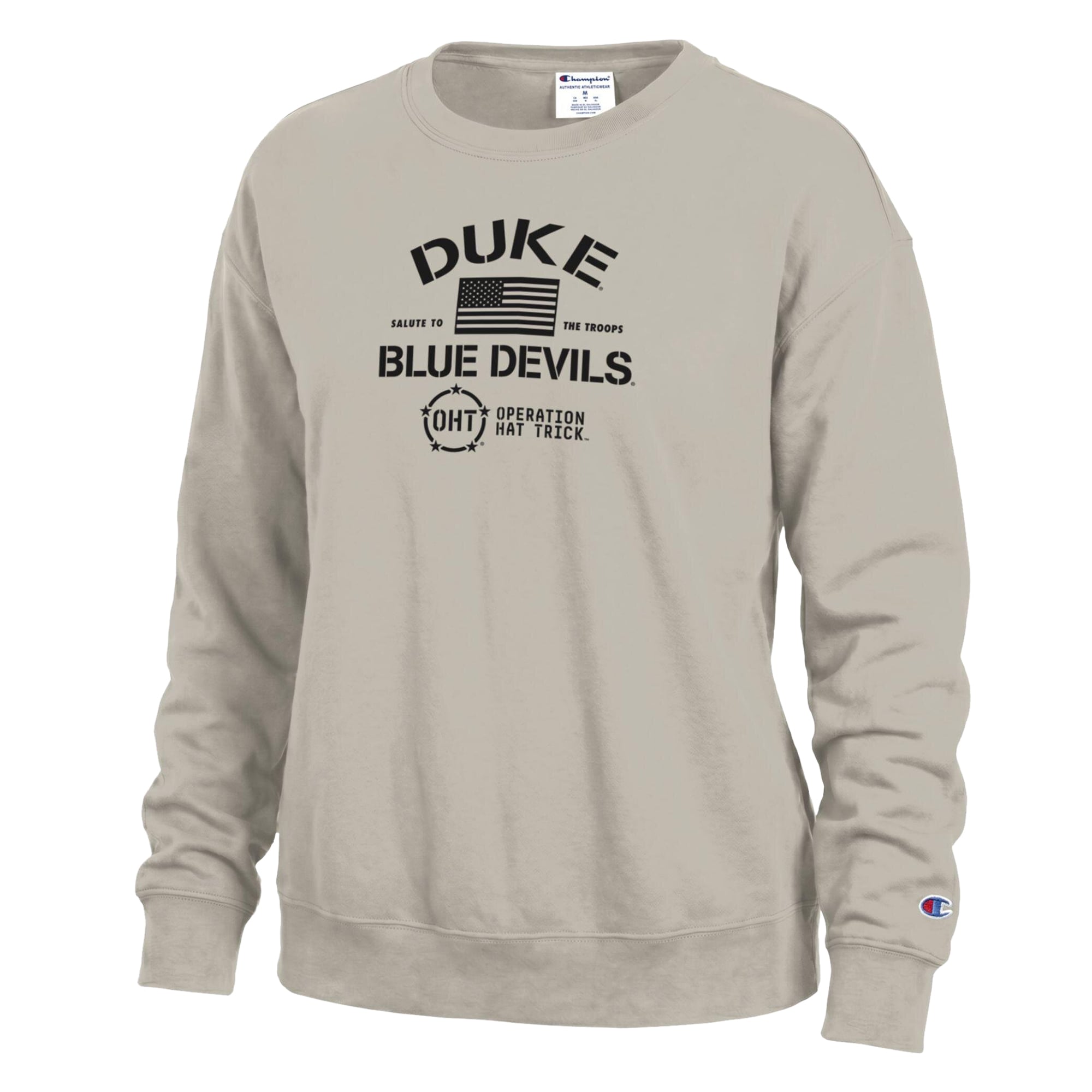 Sweat-shirt Powerblend beige Duke Blue Devils Operation Hat Trick pour femme de la marque Champion