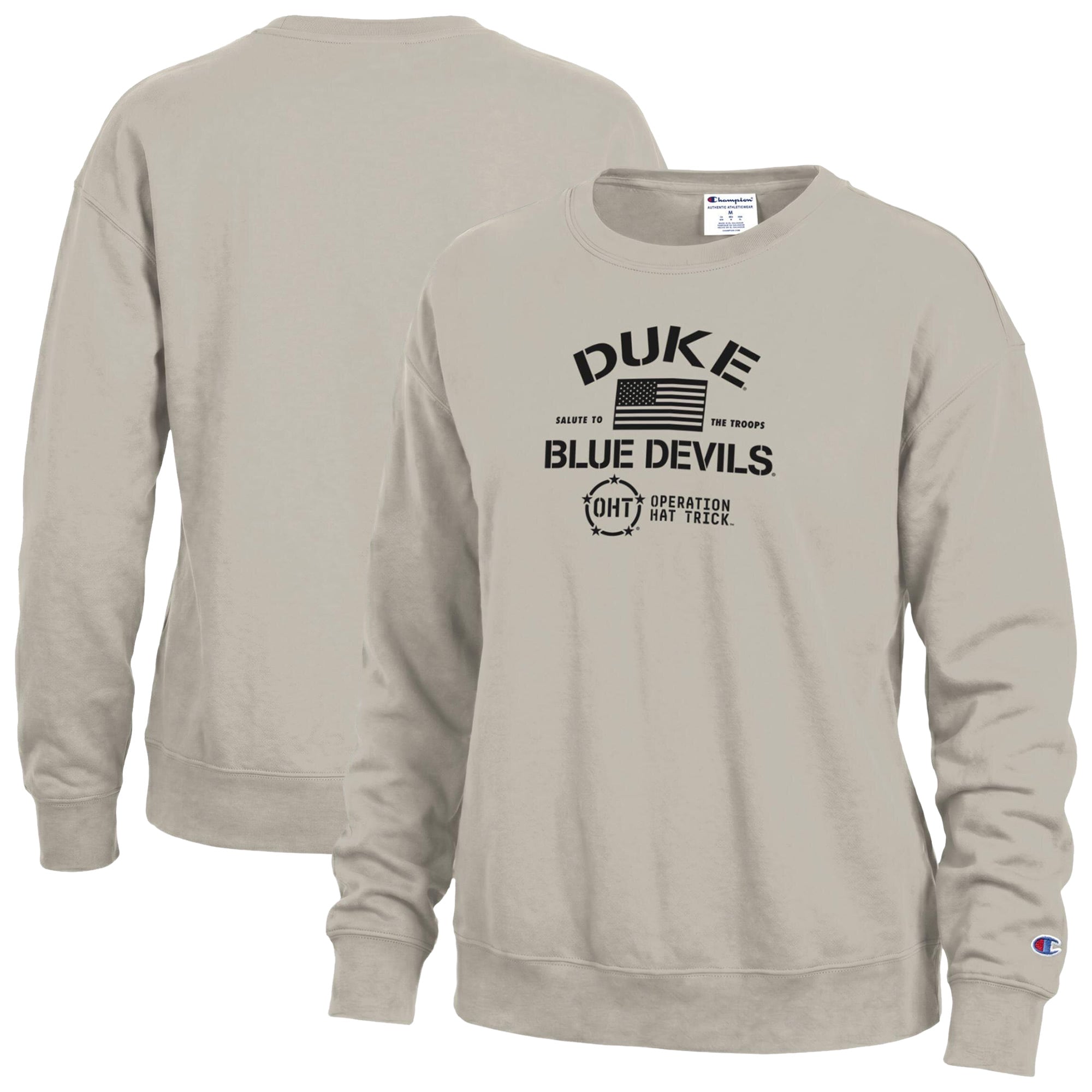 Sweat-shirt Powerblend beige Duke Blue Devils Operation Hat Trick pour femme de la marque Champion