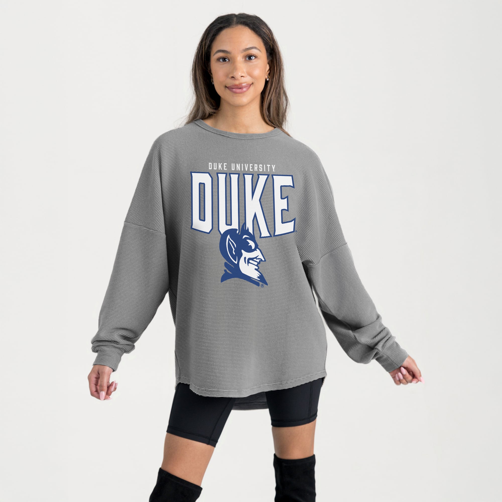 Women's Gameday Couture Gray Duke Blue Devils Oversized Pure Motion ...